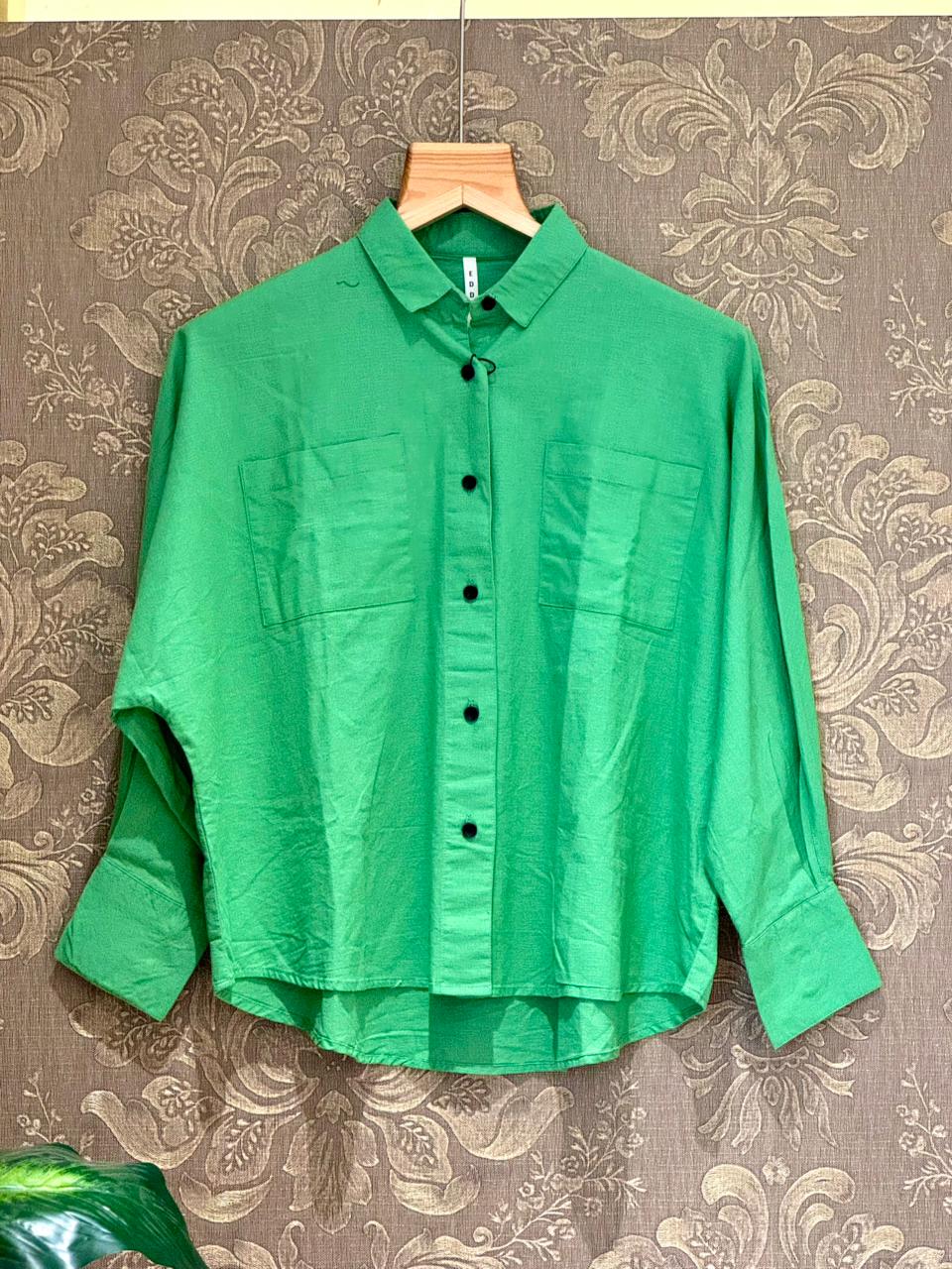 Vibrant Kelly Green Relaxed-Fit Button-Down 1756