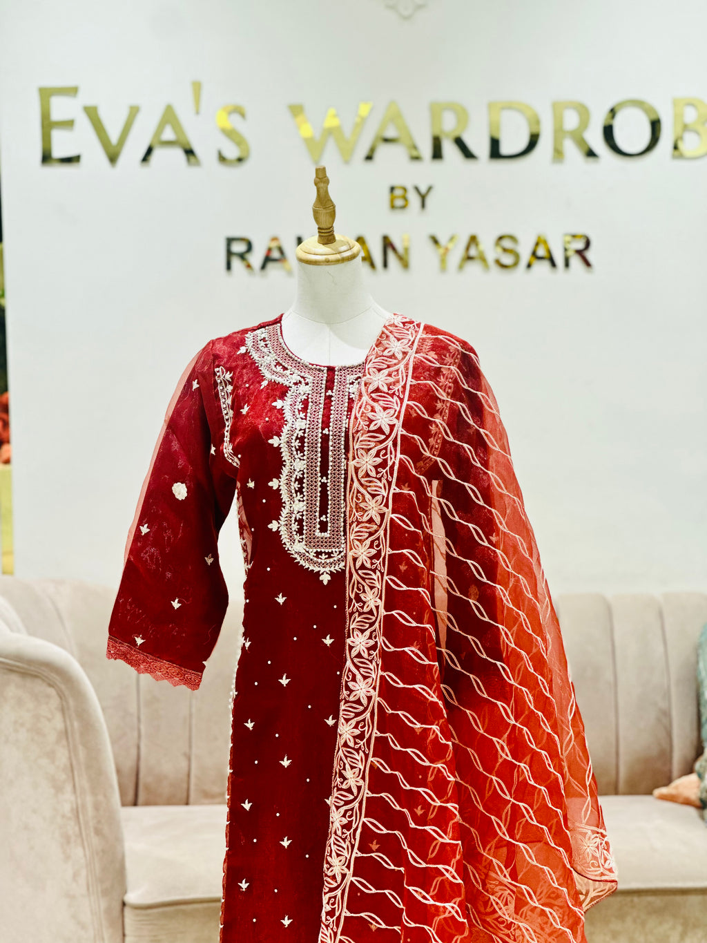 REDDISH ORGANZA FORMAL