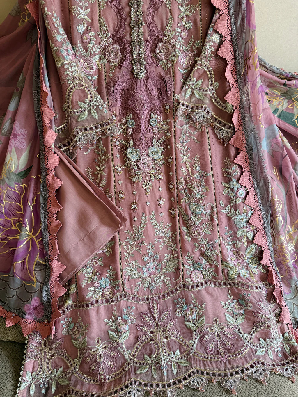 Elaf Heritage Heavy Embroidered Chiffon Festive Ensemble 1313