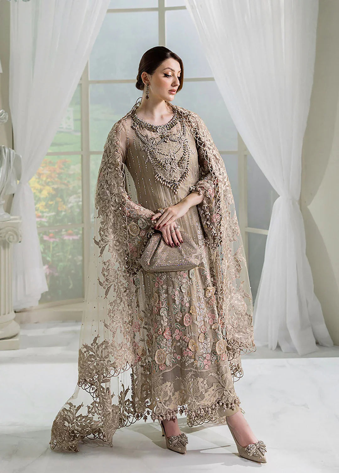 Fahim Heritage Heavy Embroidered Chiffon Festive Ensemble 1313