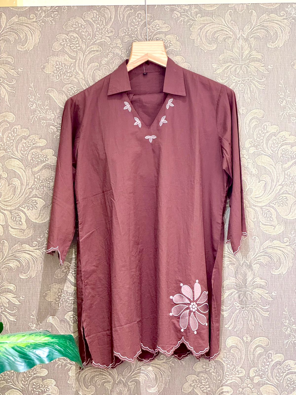 Rosewood Embroidered Scallop Tunic 1234