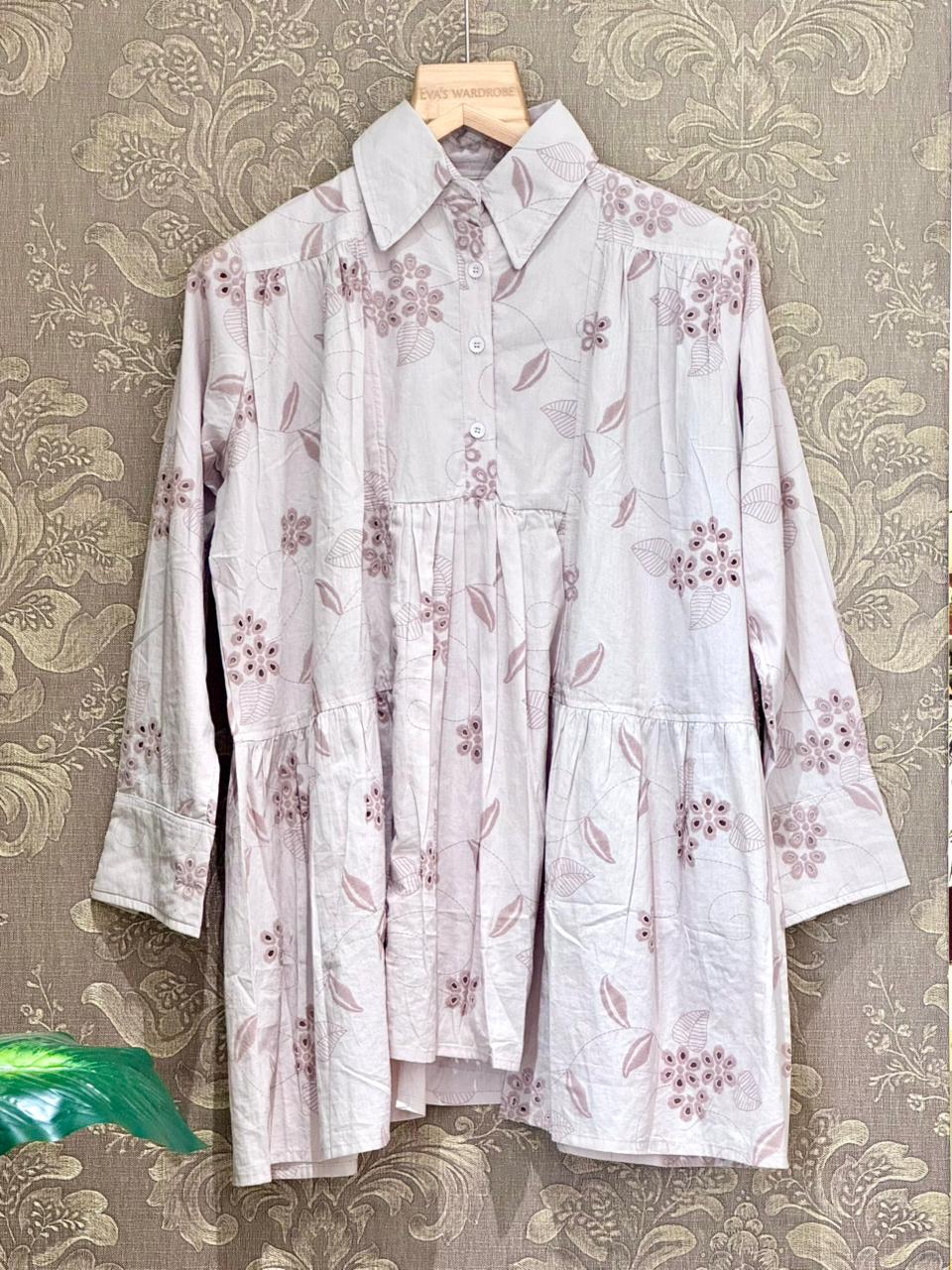Blush Bloom Printed Tiered Tunic Shirt 1225