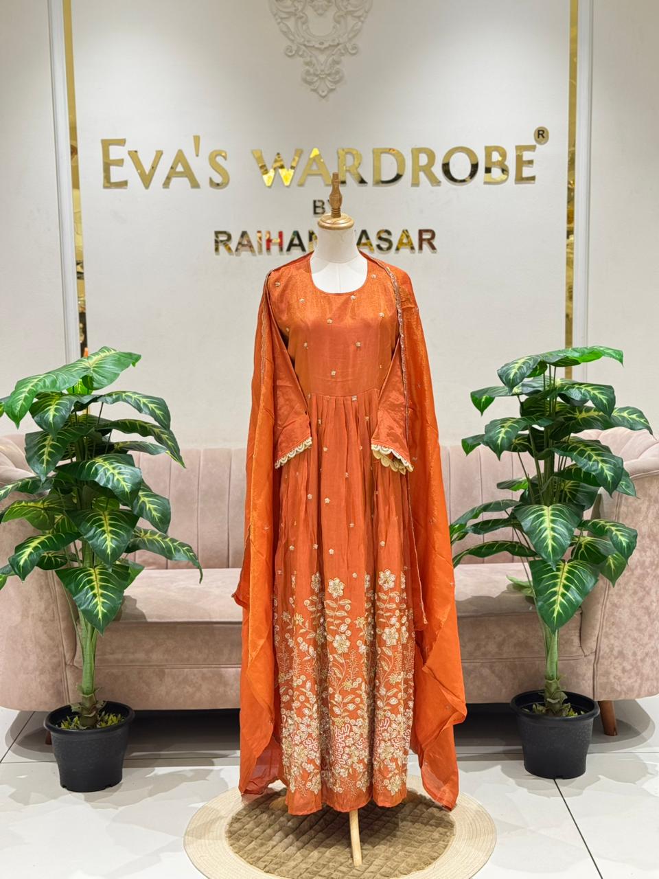 Sunset Glow Tissue Silk Anarkali Set 1255