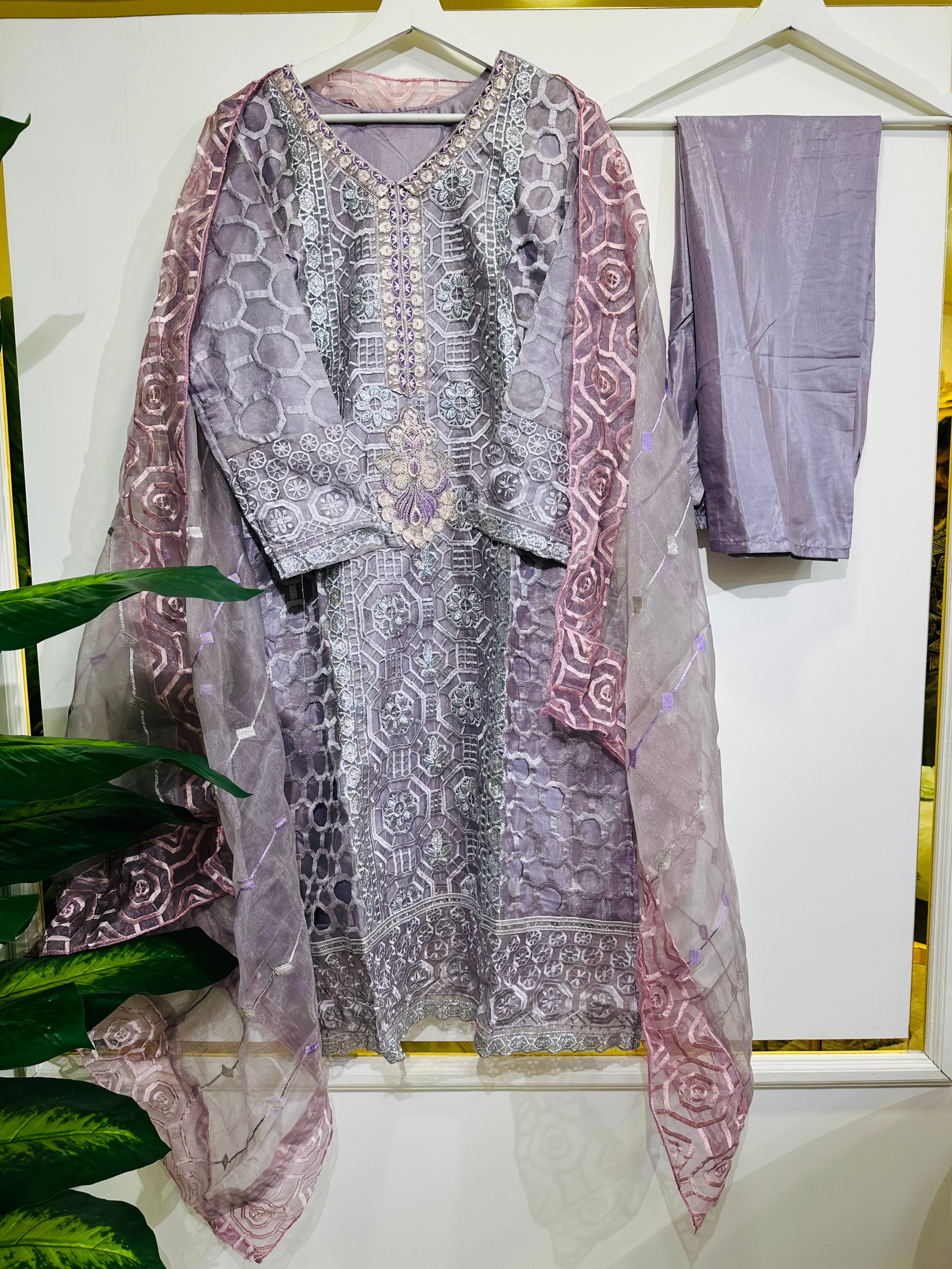 Eva's cut work Organza Formal