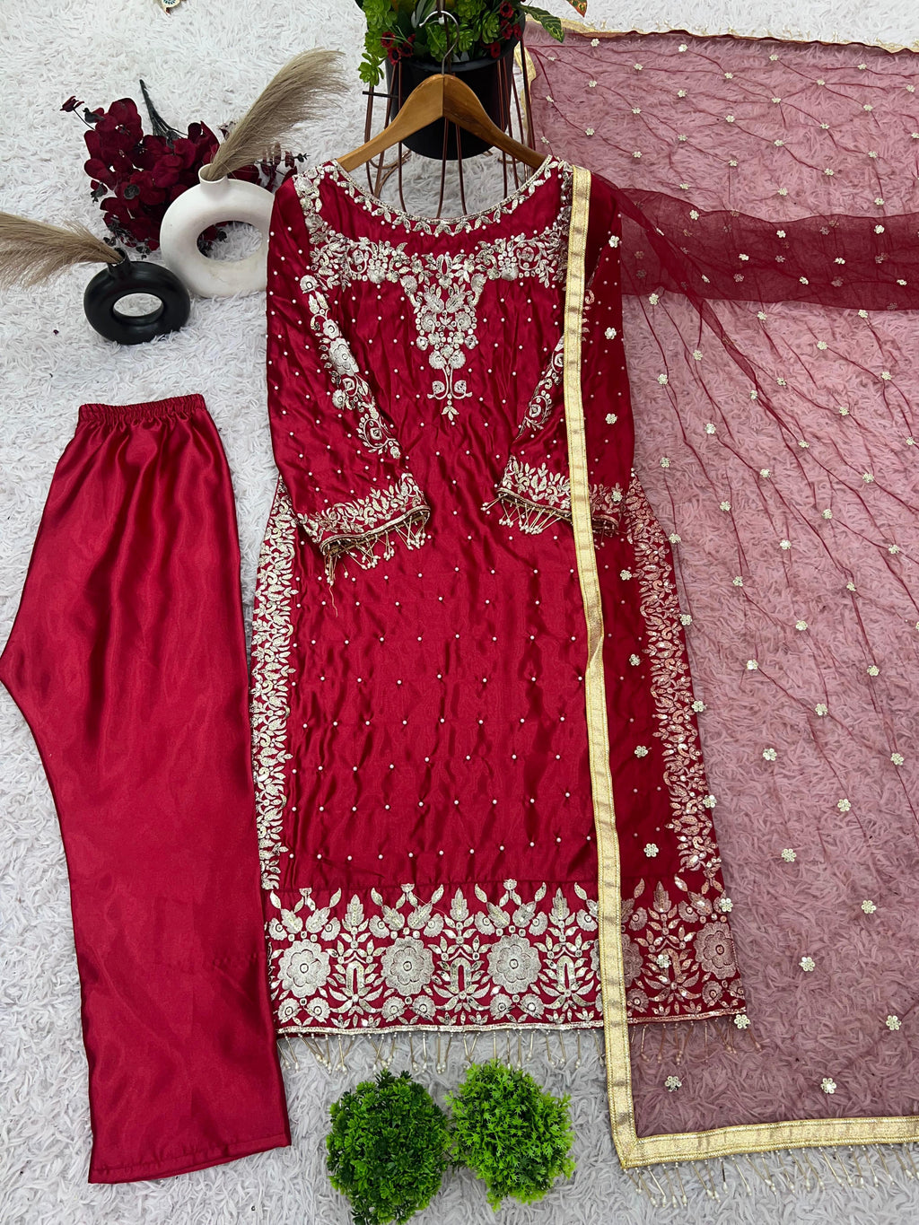 Elegant Embroidered Georgette Outfit 140255