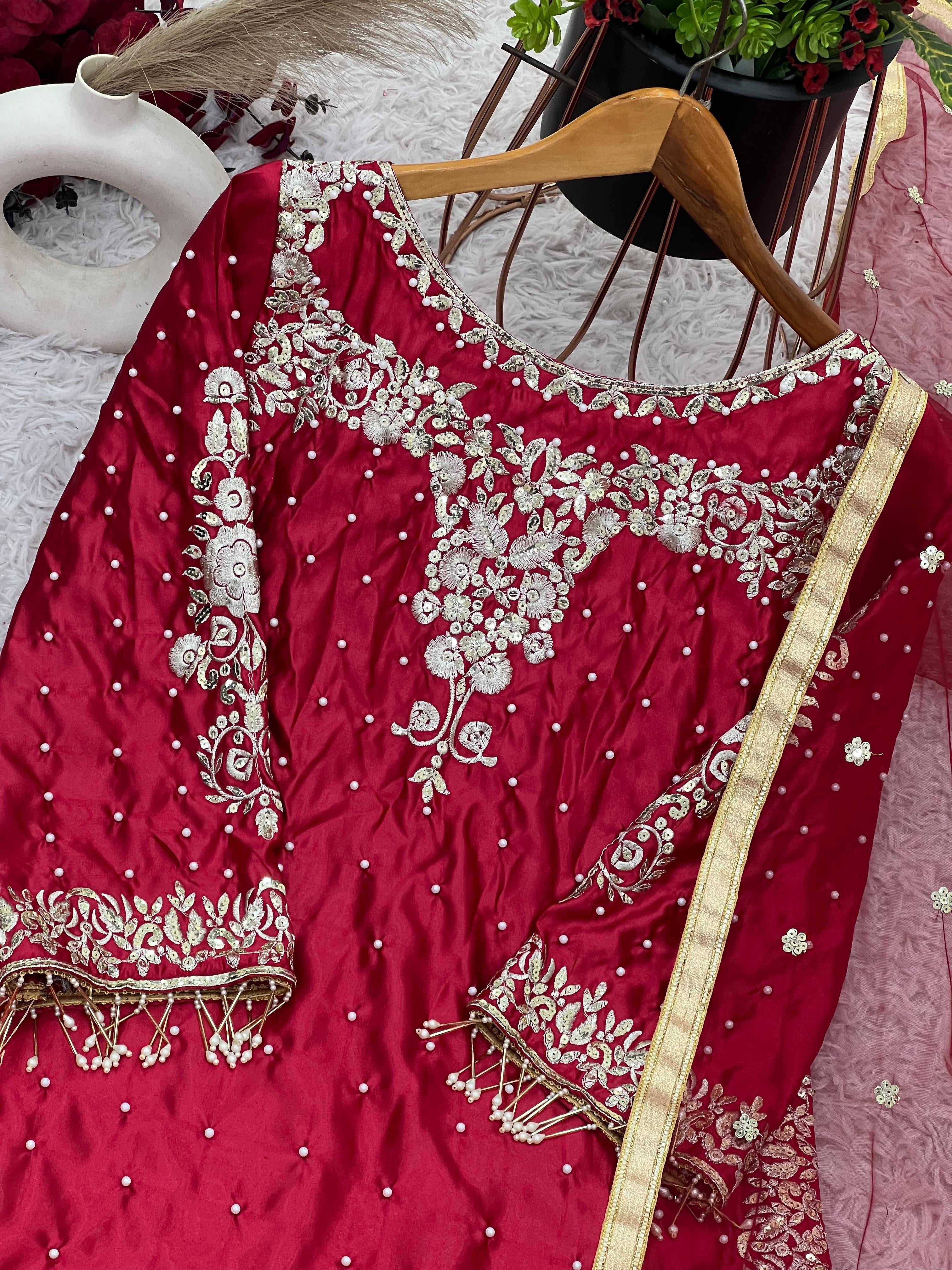 Elegant Embroidered Georgette Outfit 140255