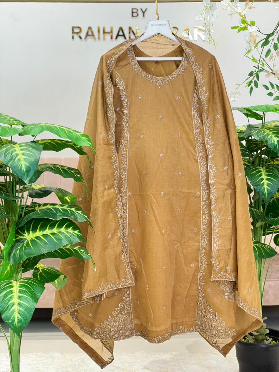Golden Elegance Embroidered Festive Suit Set 1144