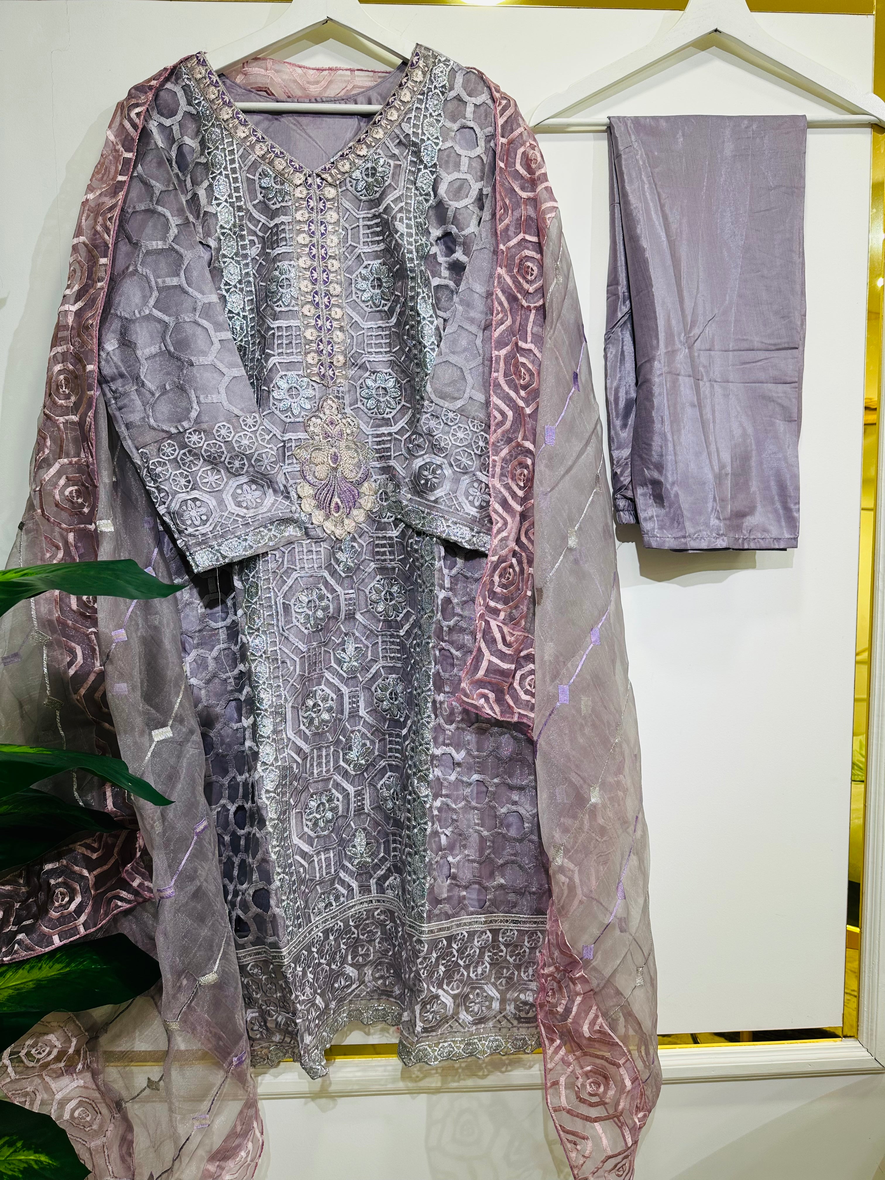 Eva's cut work Organza Formal