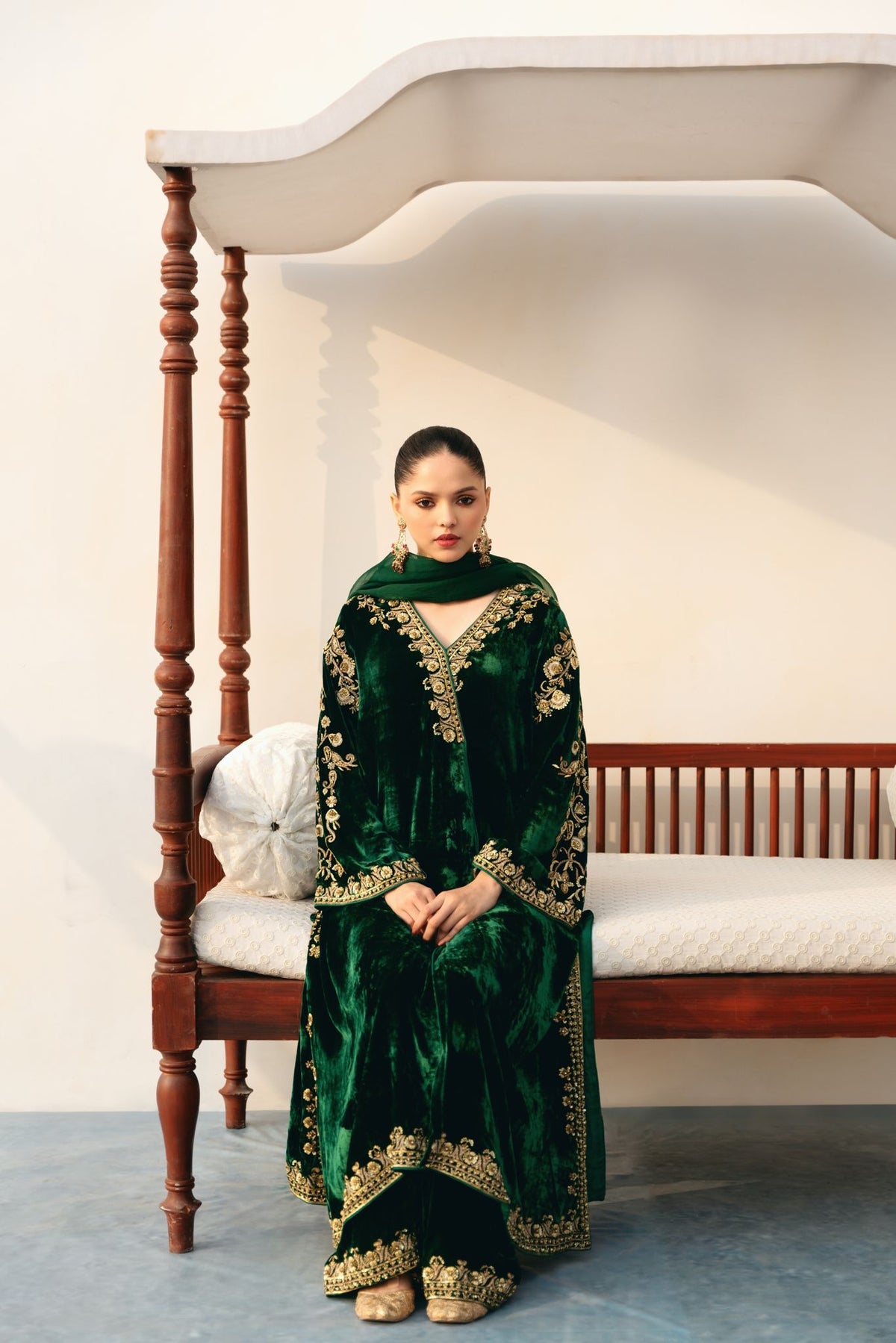 Premium Velvet Embroidered Kurti Palazzo Set with Georgette Dupatta