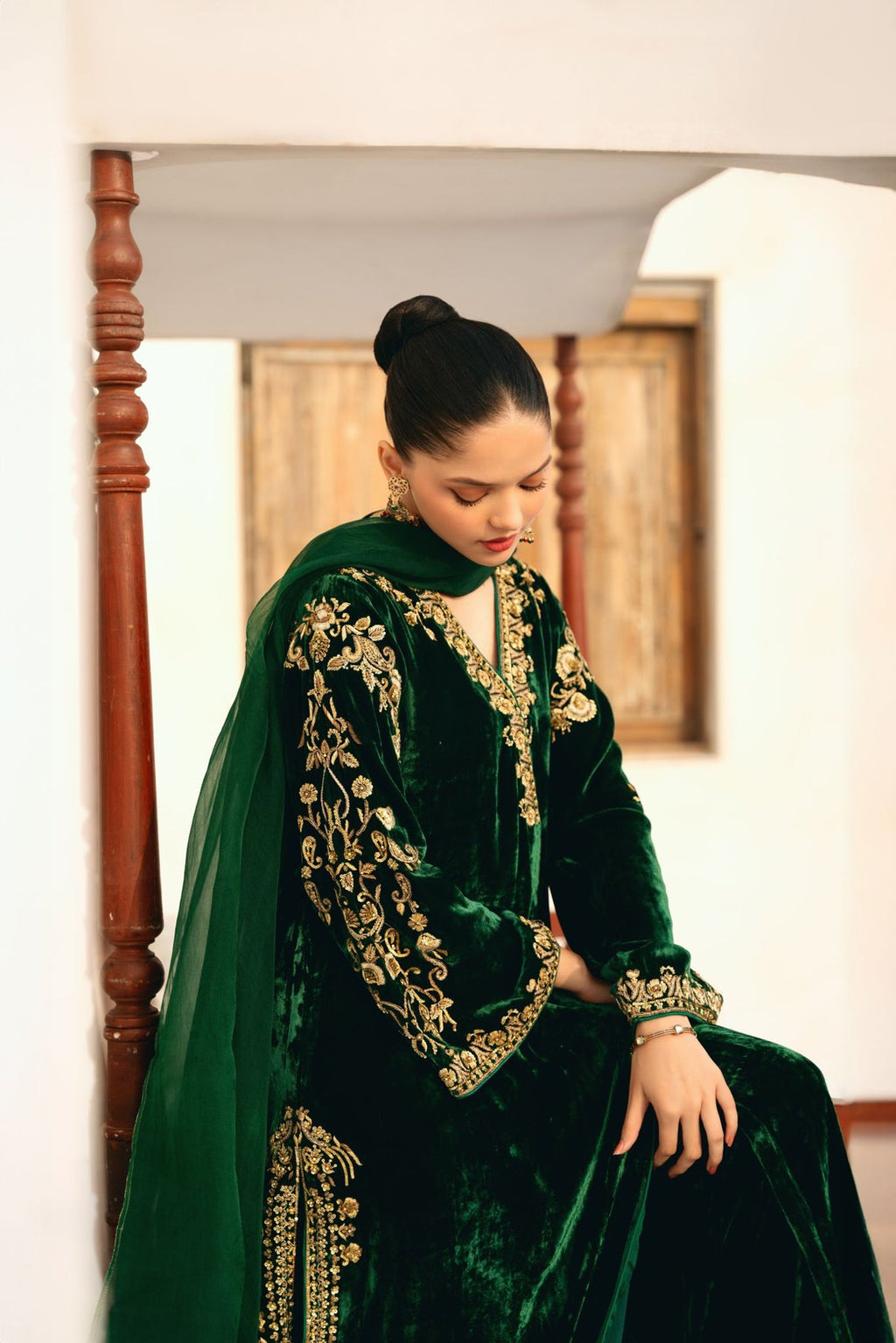 Premium Velvet Embroidered Kurti Palazzo Set with Georgette Dupatta