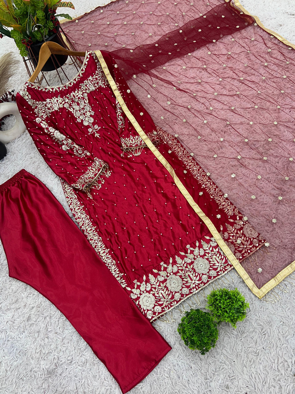 Elegant Embroidered Georgette Outfit 140255