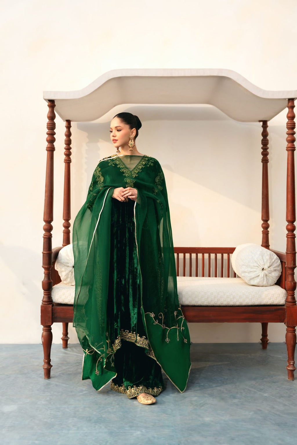Premium Velvet Embroidered Kurti Palazzo Set with Georgette Dupatta