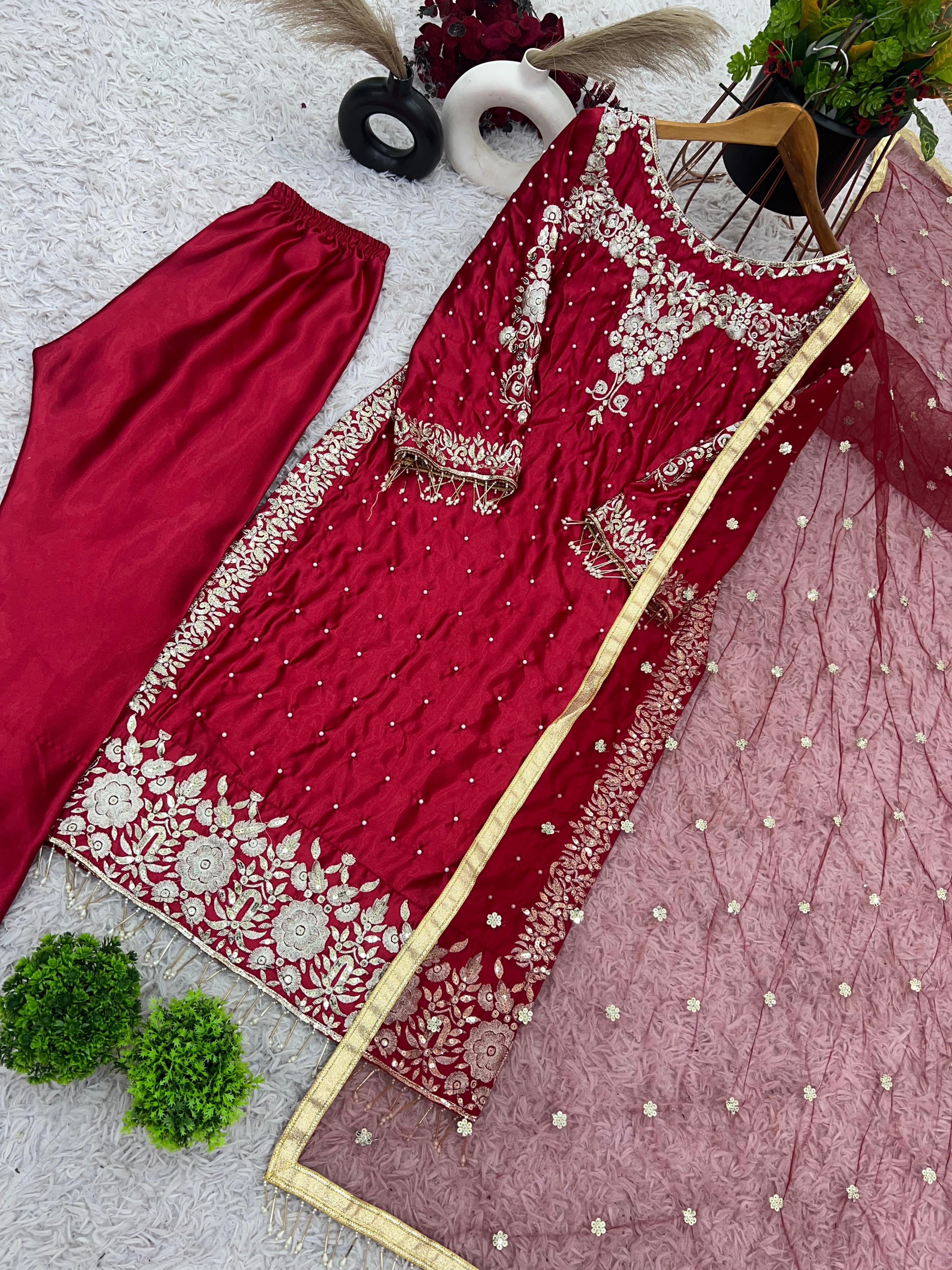 Elegant Embroidered Georgette Outfit 140255