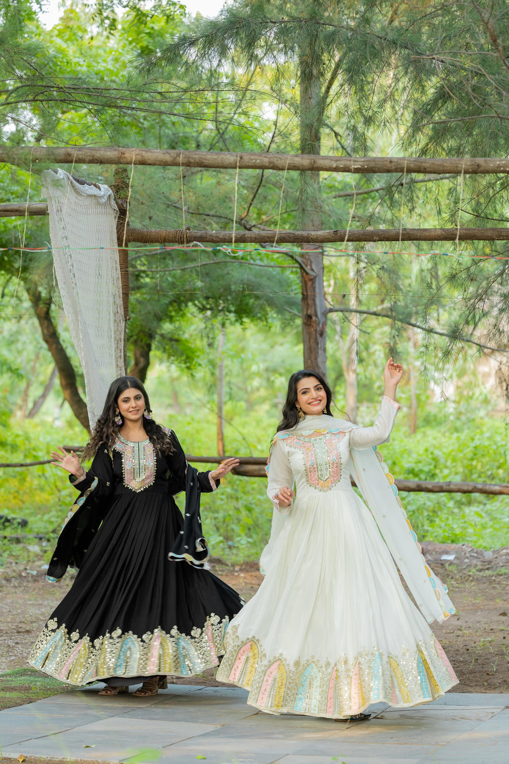 Heavy Designer Chinon Silk Party Wear Gown with Embroidered Dupatta 20345