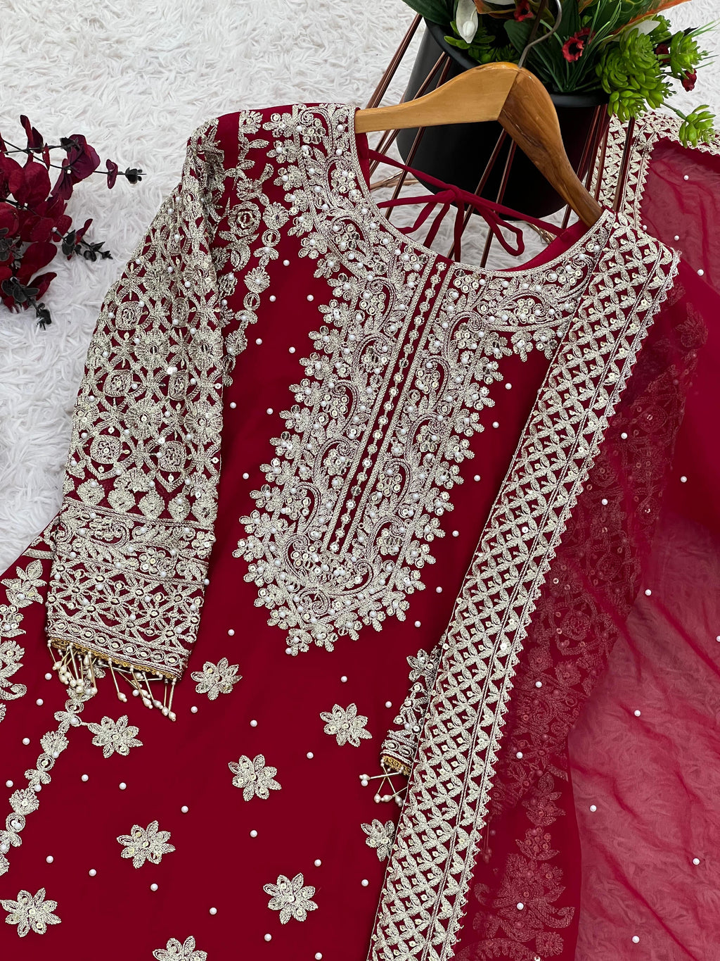 Exquisite Embroidered Georgette Ensemble 140266