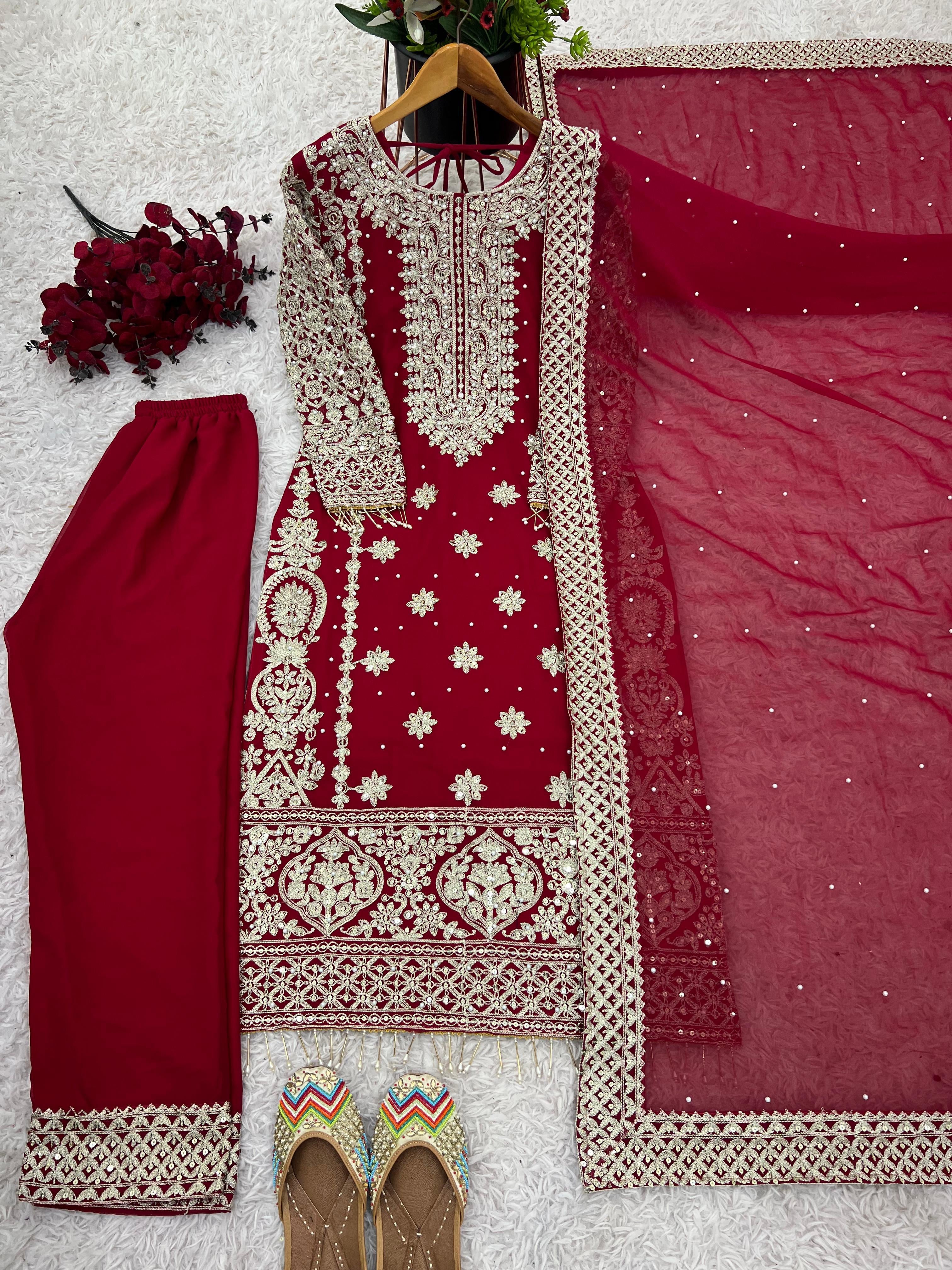 Exquisite Embroidered Georgette Ensemble 140266
