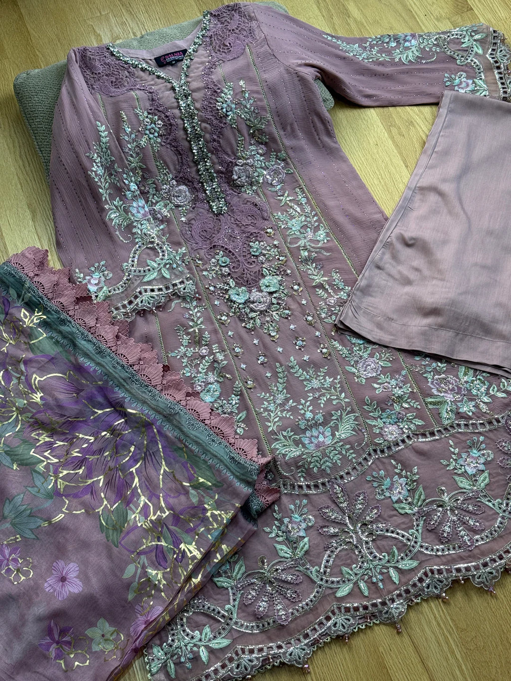 Elaf Heritage Heavy Embroidered Chiffon Festive Ensemble 1313