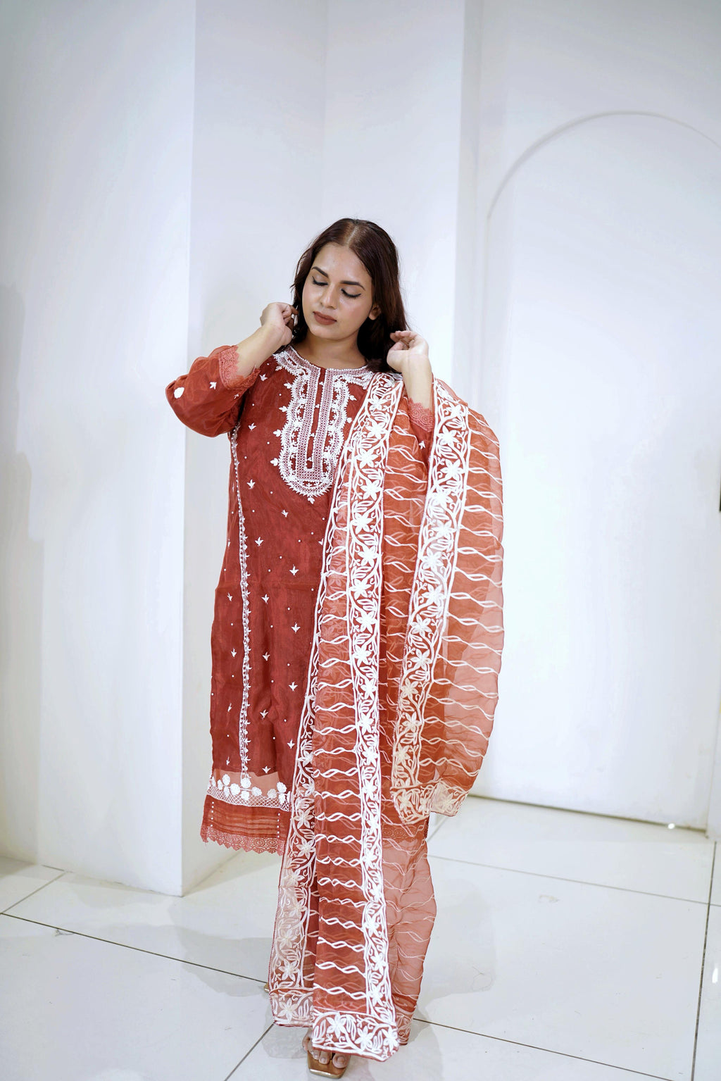 REDDISH ORGANZA FORMAL