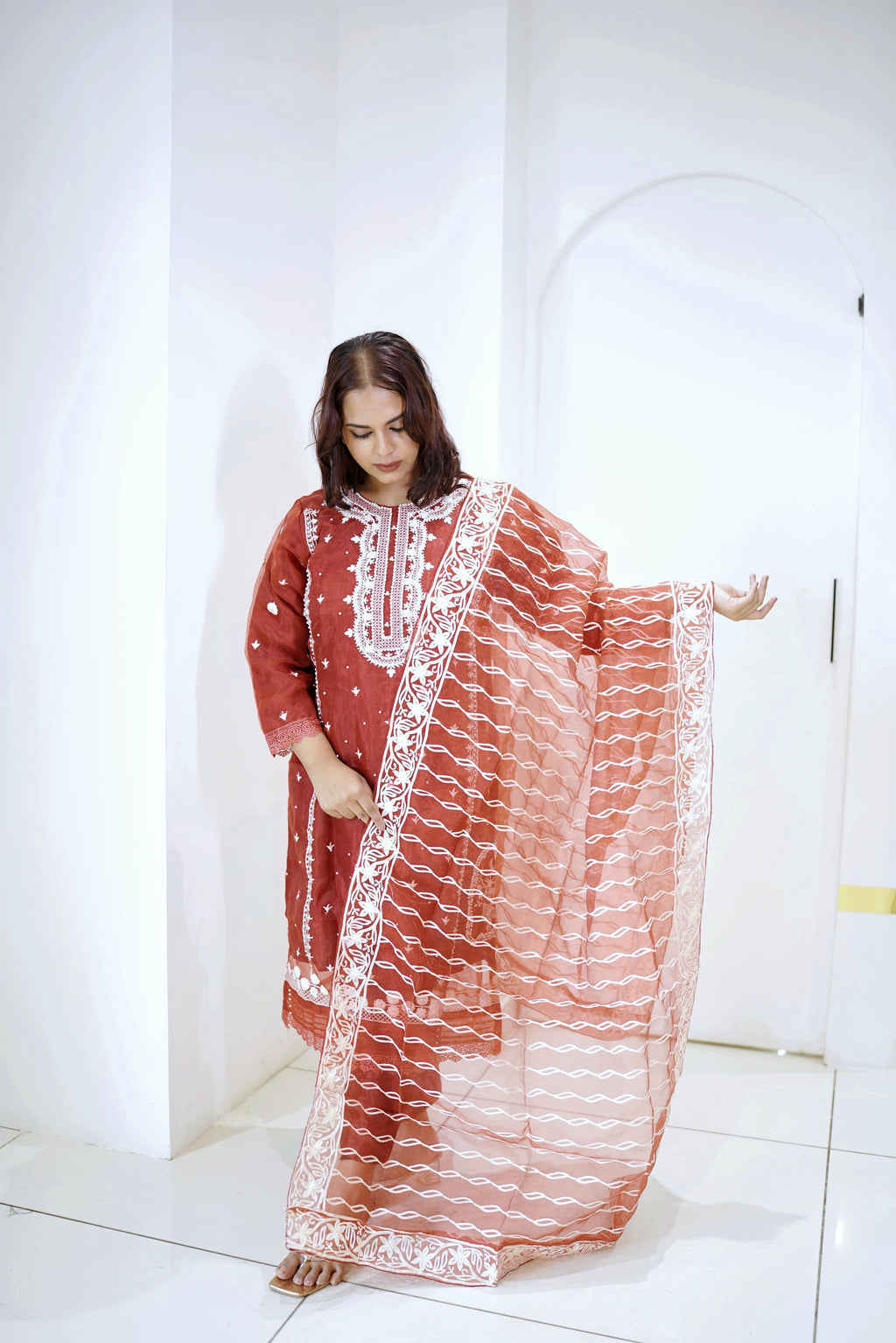 REDDISH ORGANZA FORMAL