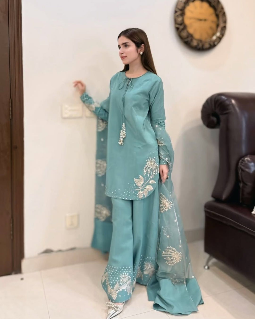 Crepe Radiance – Embroidered Partywear Set