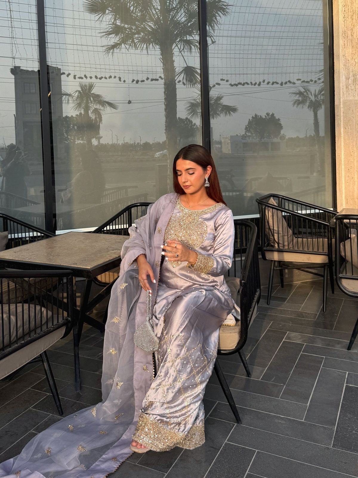 Noore Luxe – Mirror Embroidered Crepe Silk Kurti Set