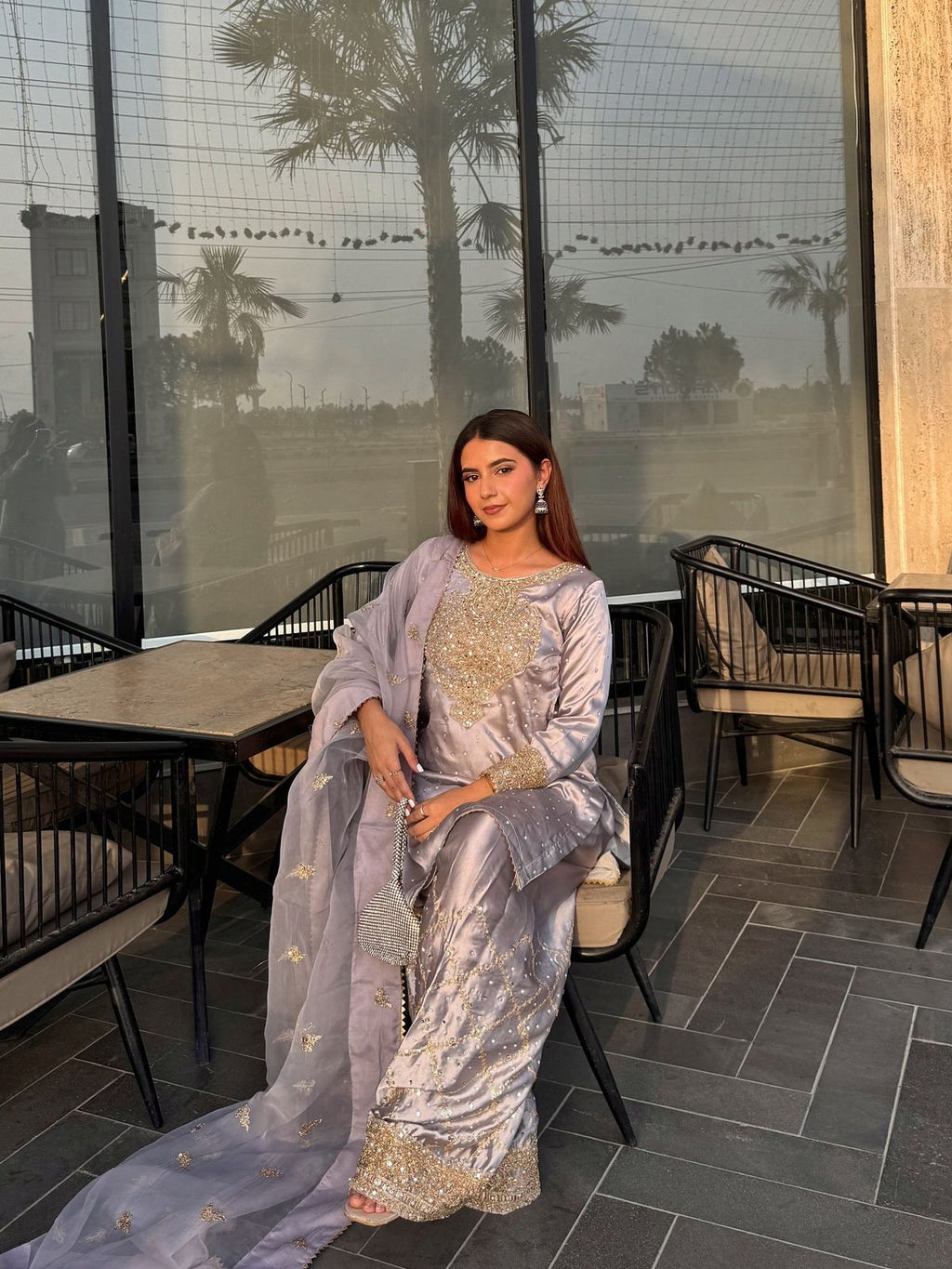 Noore Luxe – Mirror Embroidered Crepe Silk Kurti Set