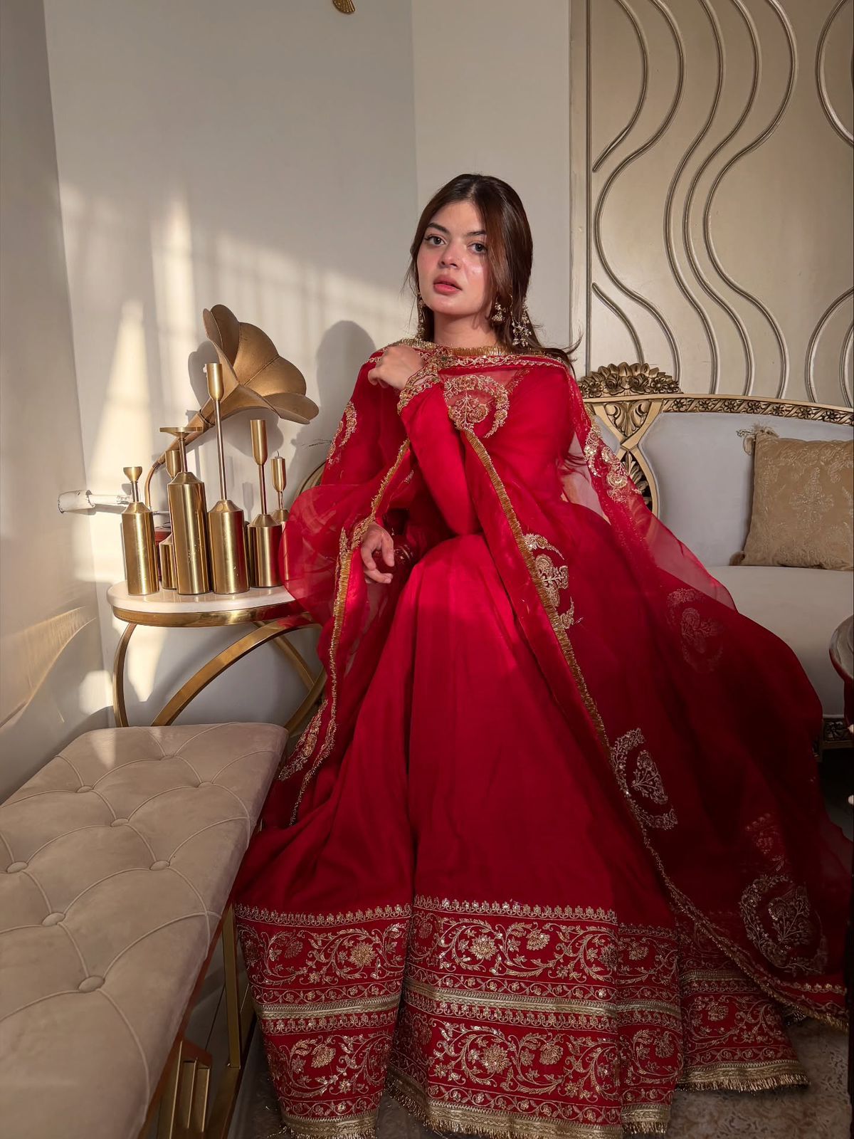 EVAS Royal Red Zari Ensemble