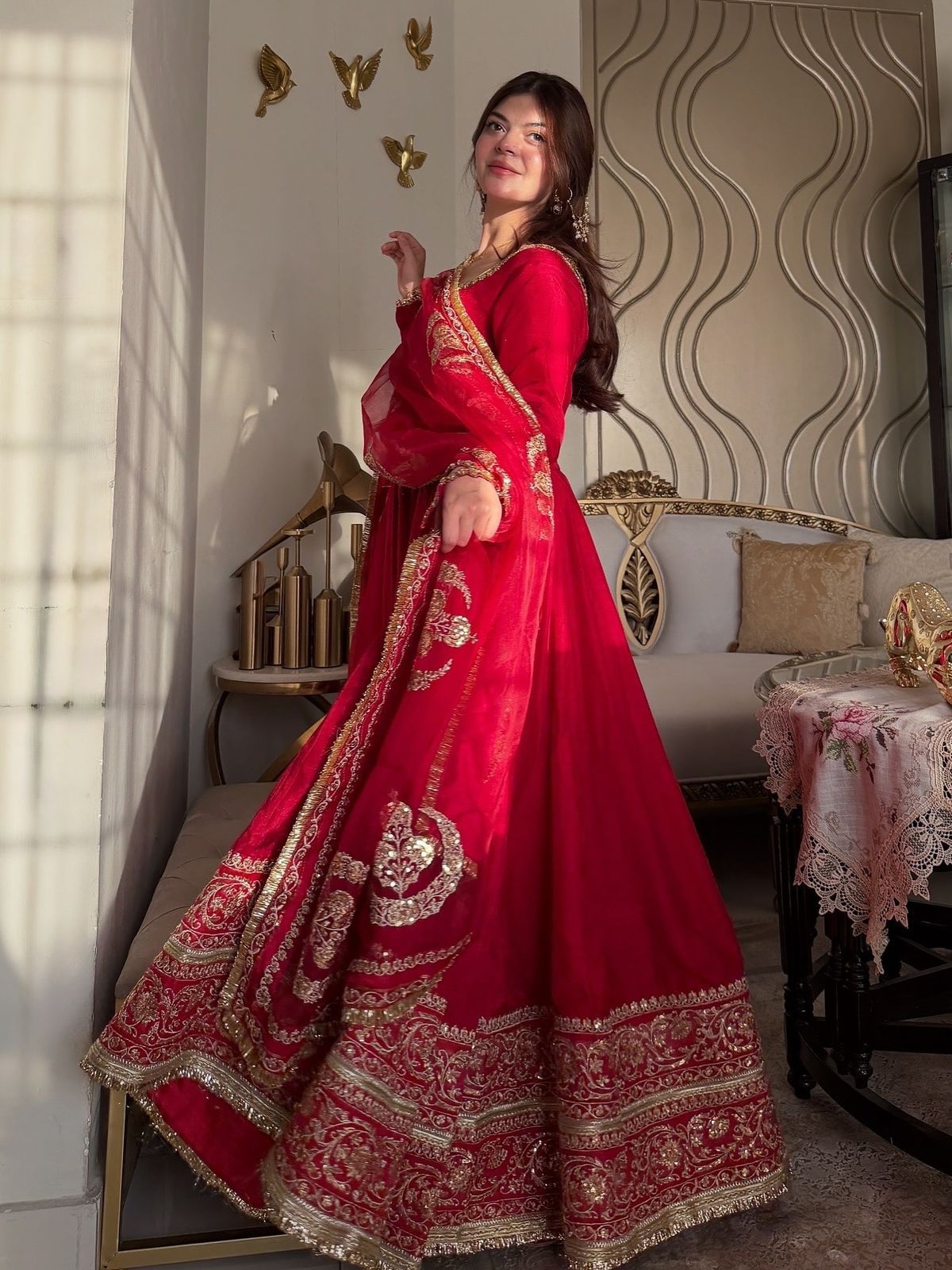 EVAS Royal Red Zari Ensemble