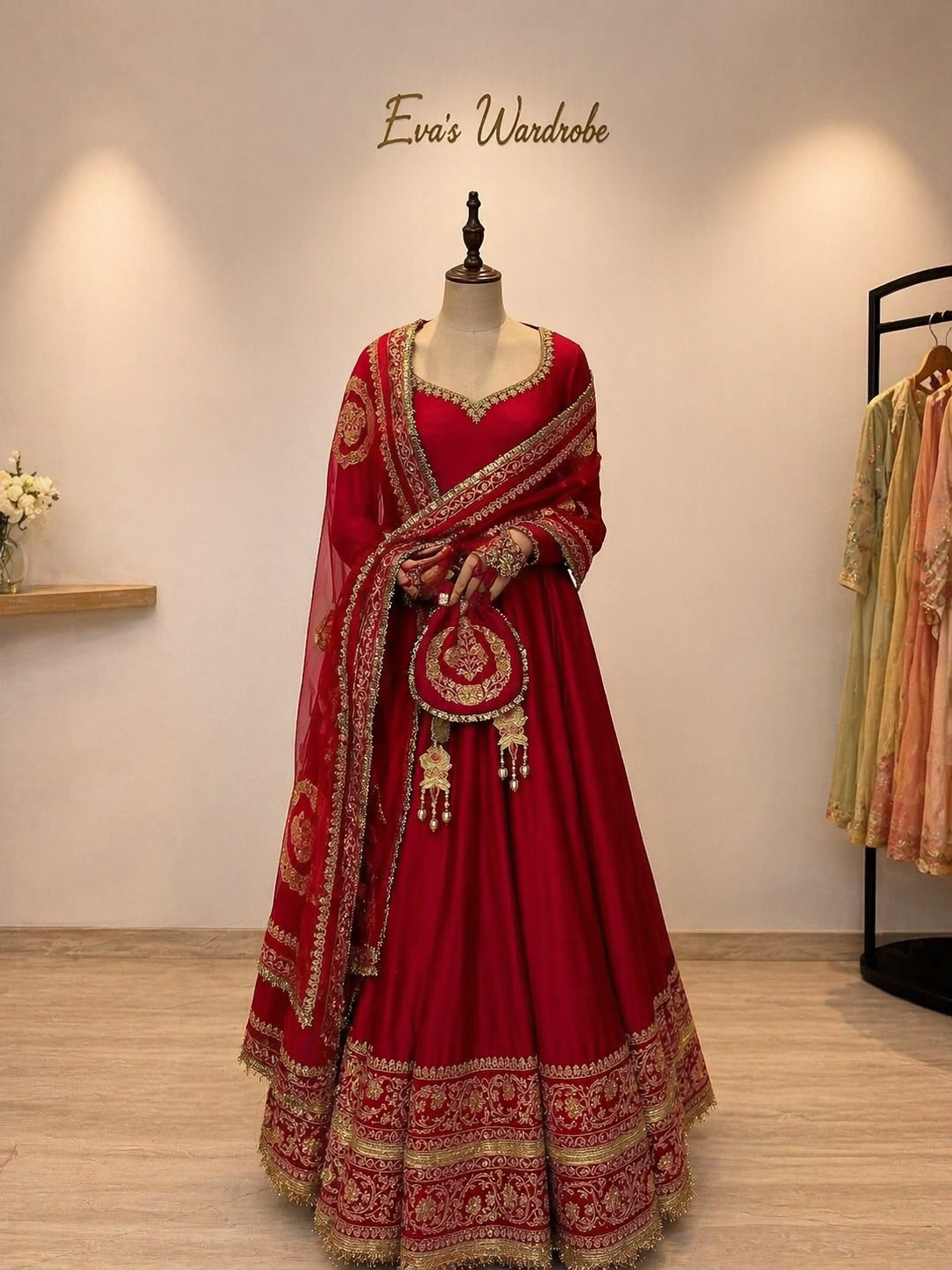 EVAS Royal Red Zari Ensemble