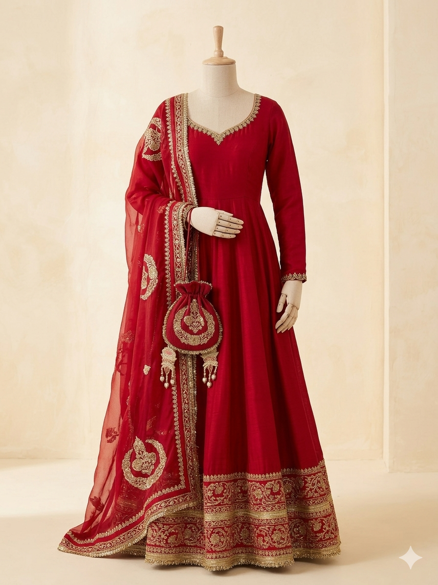 EVAS Royal Red Zari Ensemble