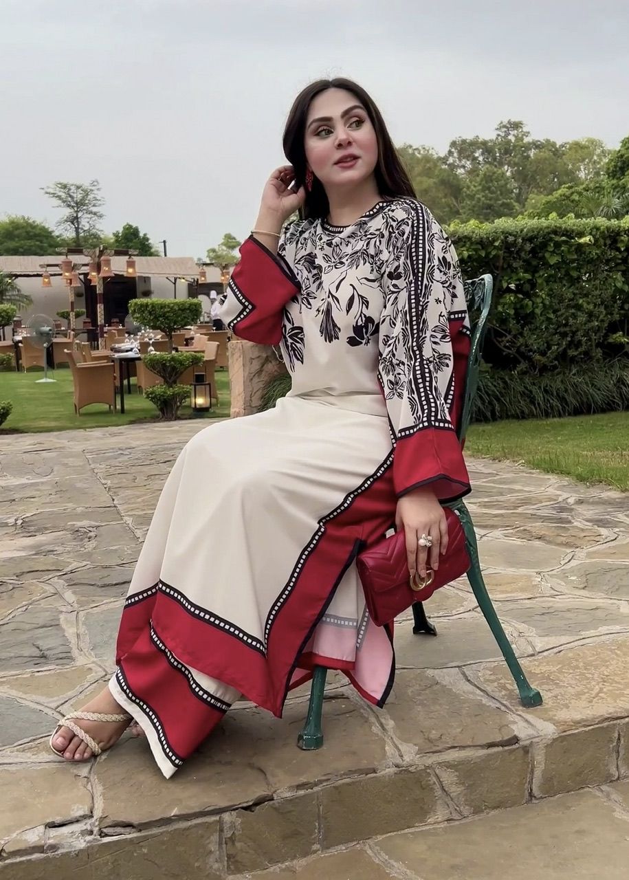 Classic Grace Malai Satin Outfit with Chiffon Dupatta 4677