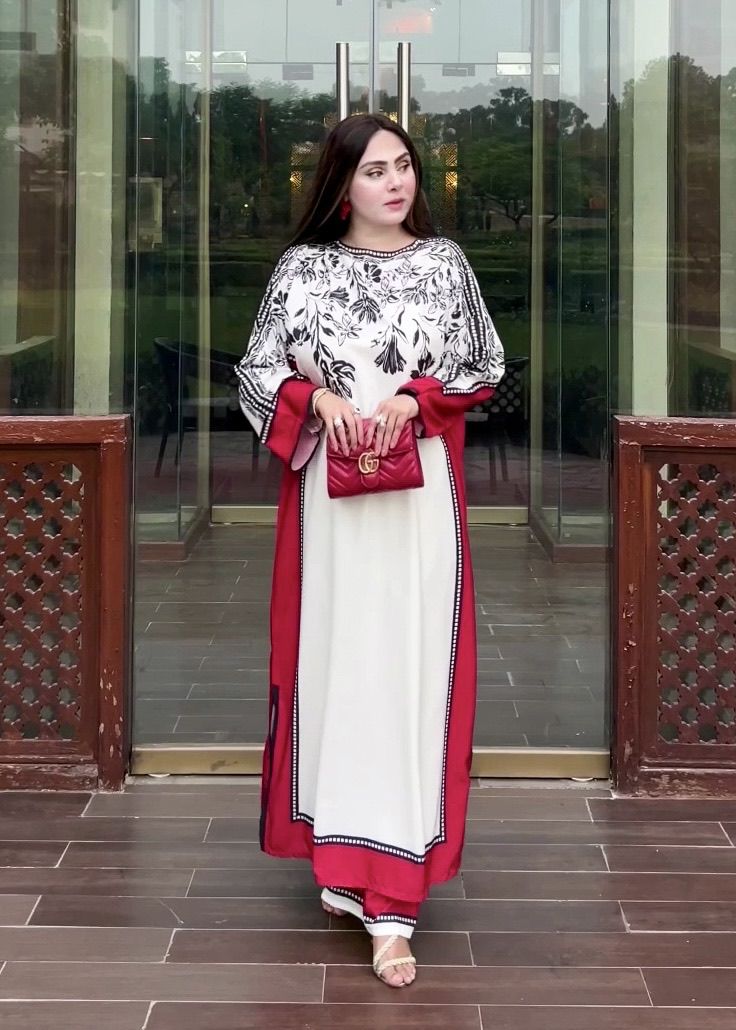 Classic Grace Malai Satin Outfit with Chiffon Dupatta 4677