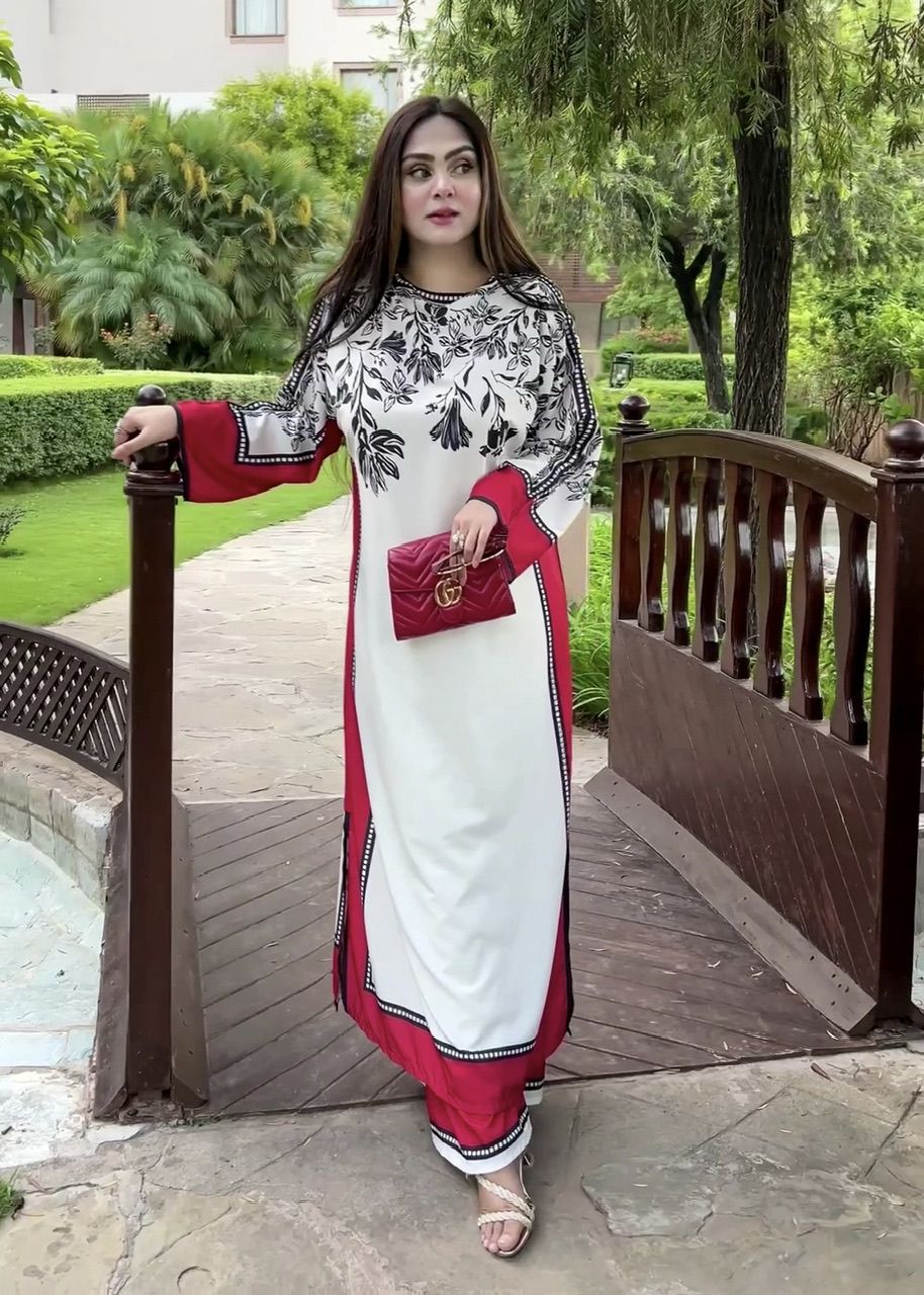 Classic Grace Malai Satin Outfit with Chiffon Dupatta 4677