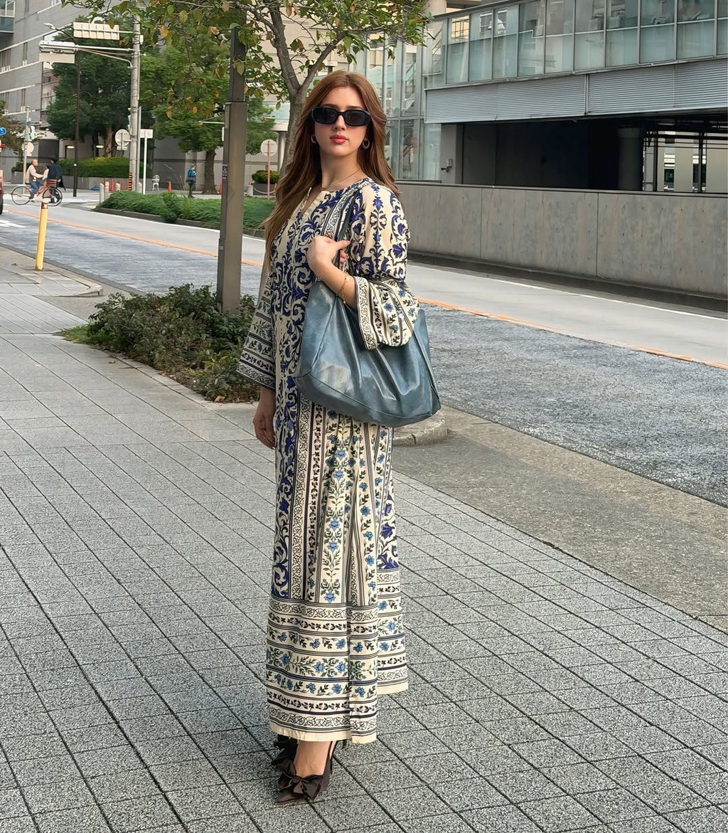 Azure Muse – Premium Imported Silk Kaftan 1414