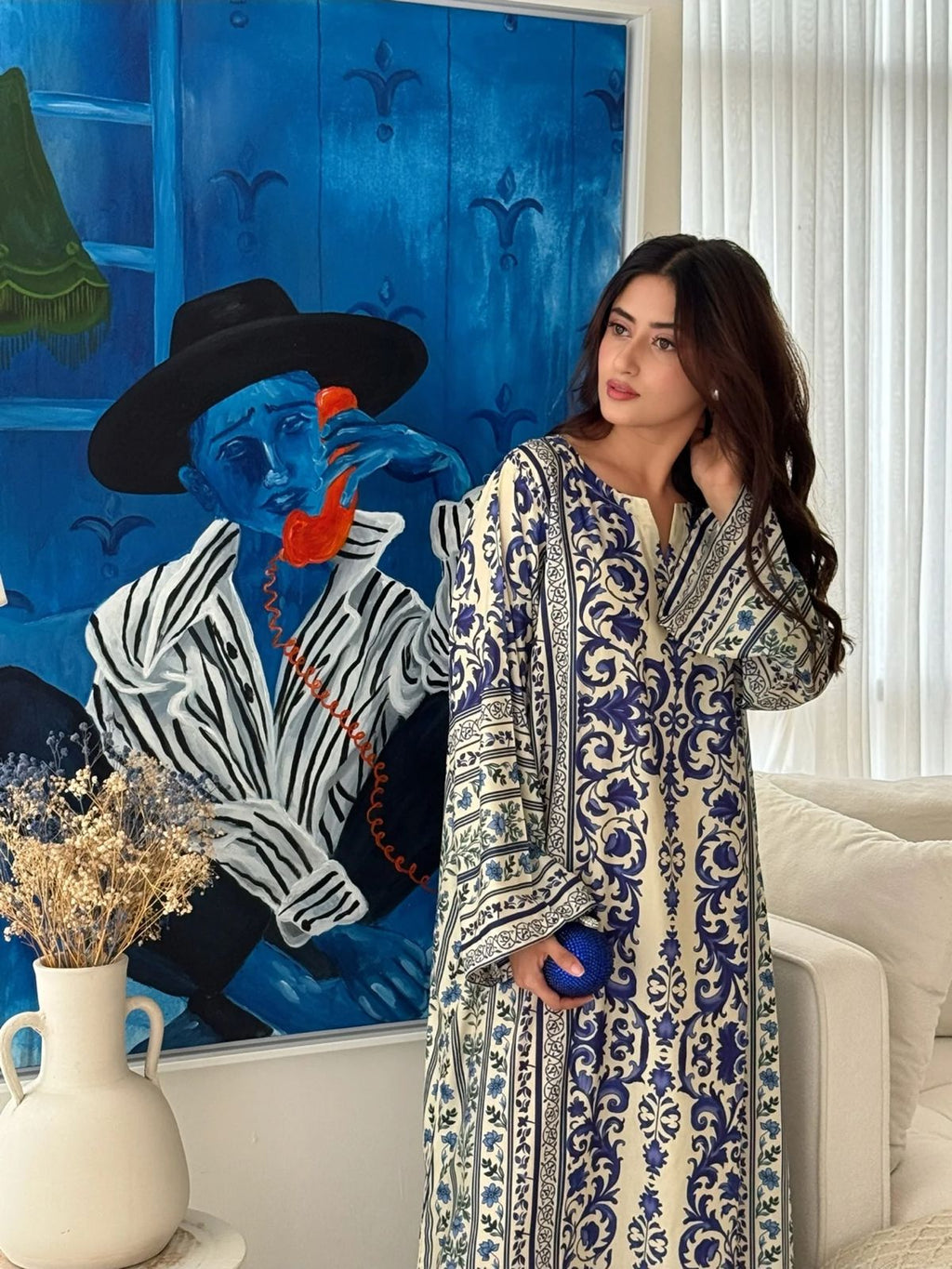Azure Muse – Premium Imported Silk Kaftan 1414