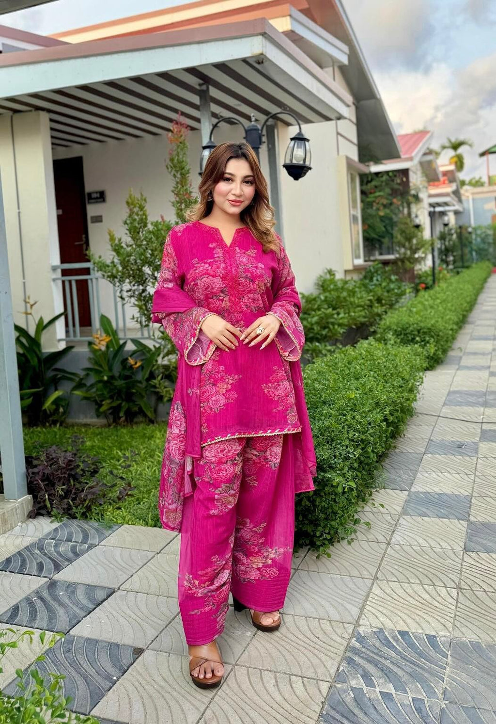 Midnight Rose Pure Georgette Farshi Salwar Set 1342