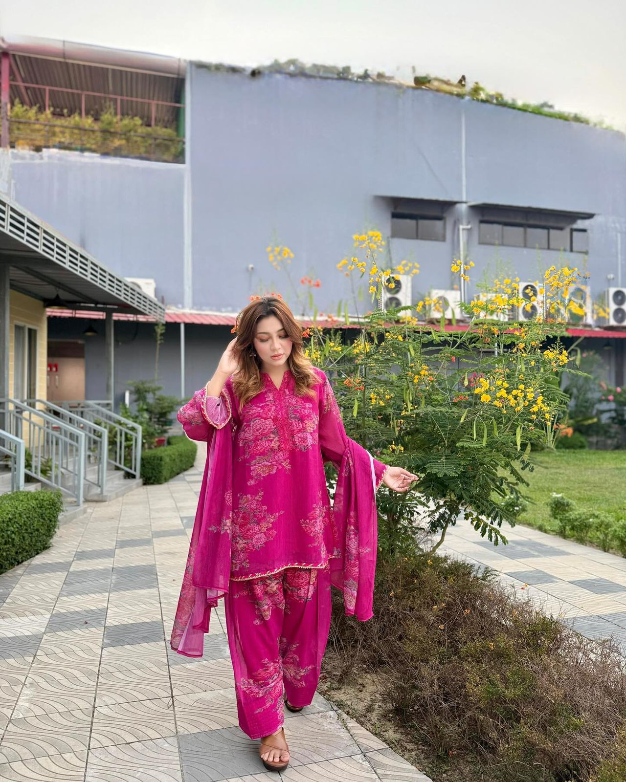 Midnight Rose Pure Georgette Farshi Salwar Set 1342