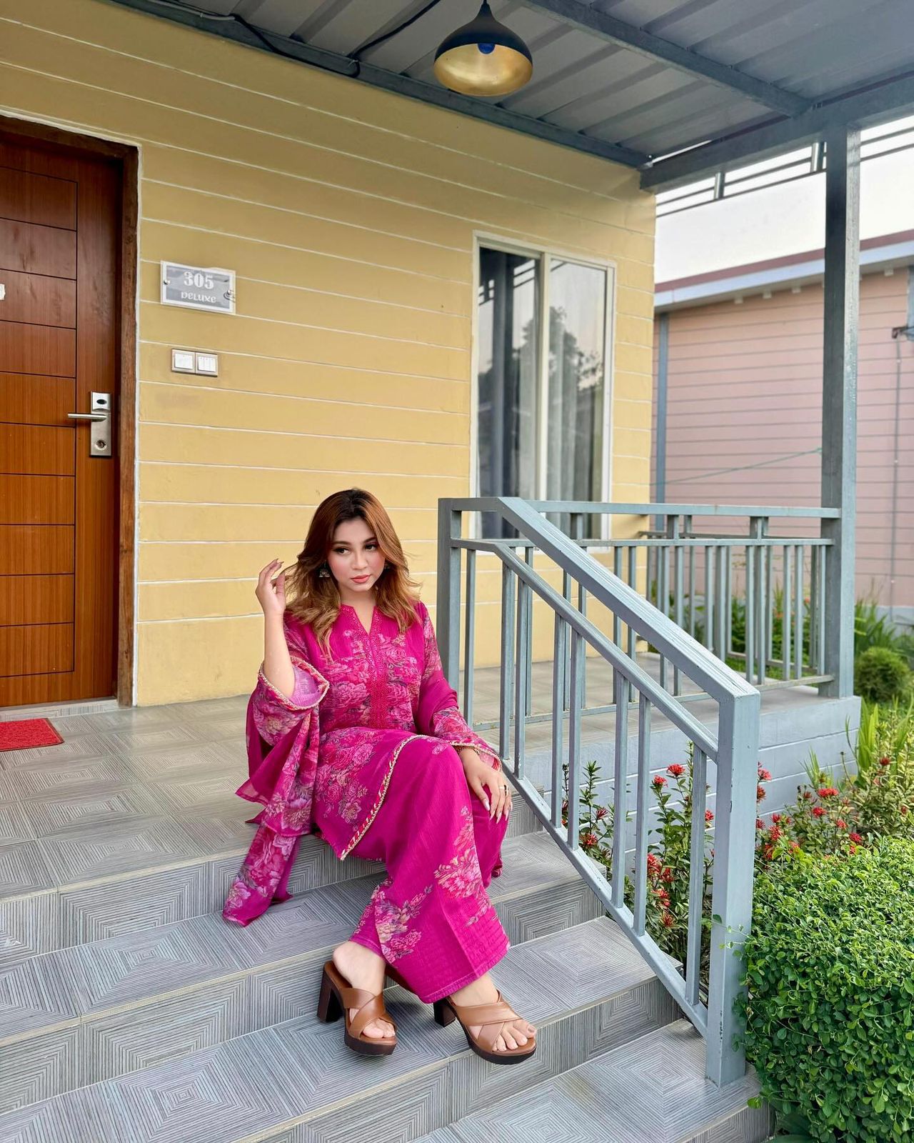 Midnight Rose Pure Georgette Farshi Salwar Set 1342