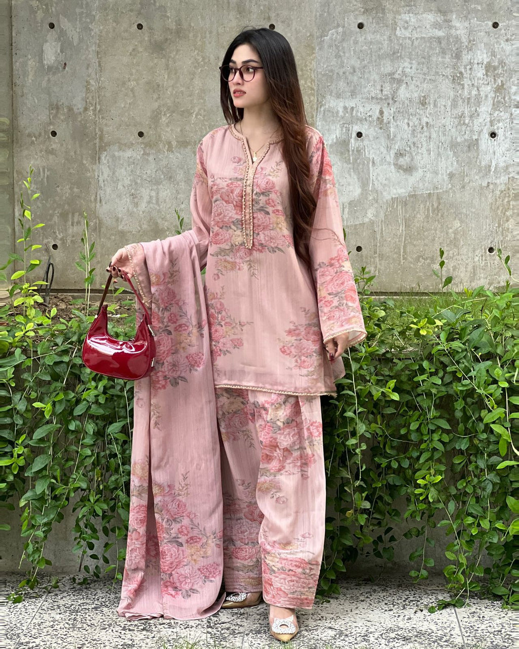 Midnight Rose Pure Georgette Farshi Salwar Set 1342