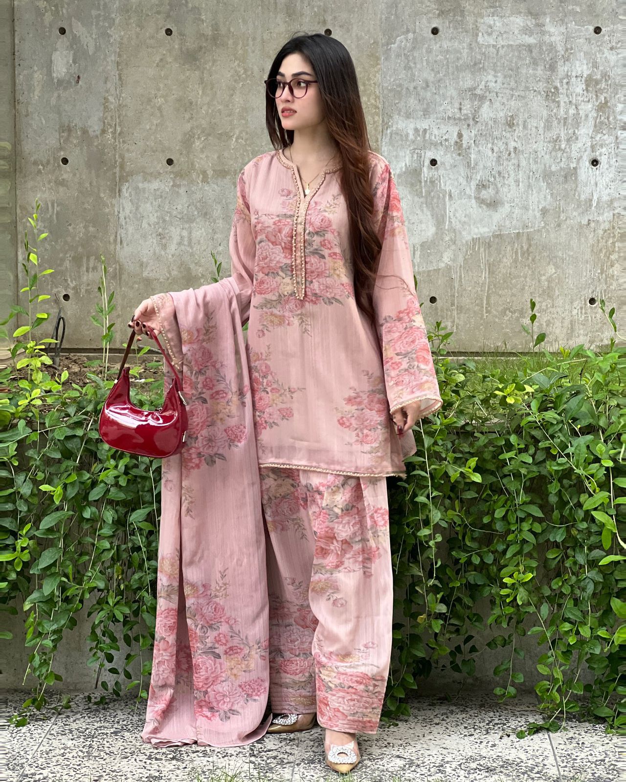 Midnight Rose Pure Georgette Farshi Salwar Set 1342