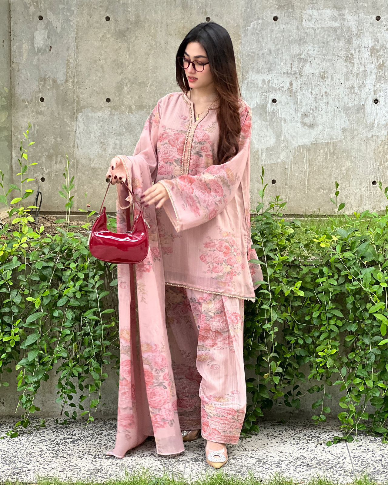 Midnight Rose Pure Georgette Farshi Salwar Set 1342