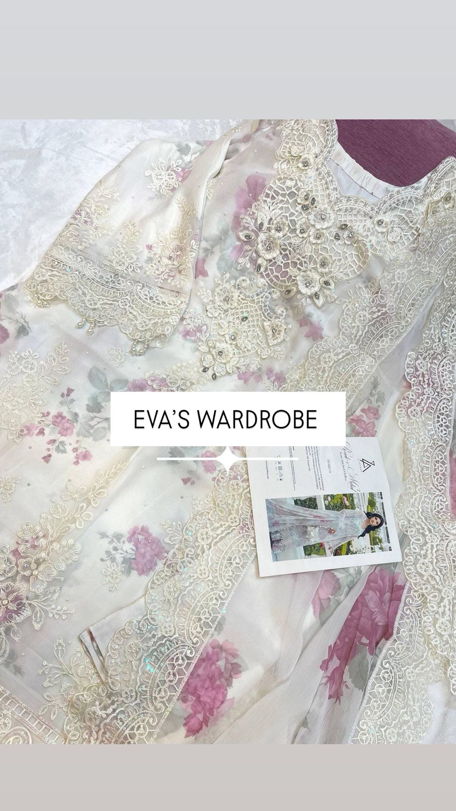 Ivory Bloom Embroidered Chiffon Ensemble 1711