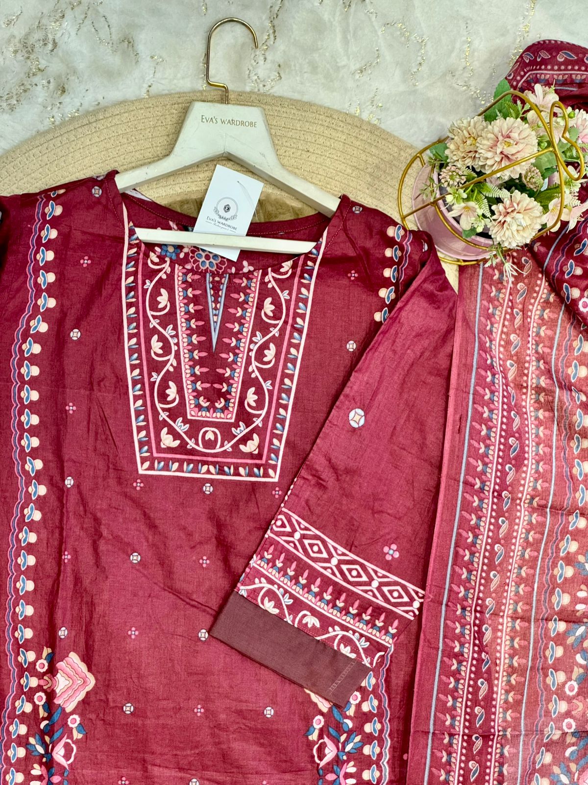 Royal Maroon Embroidered Ensemble 1813