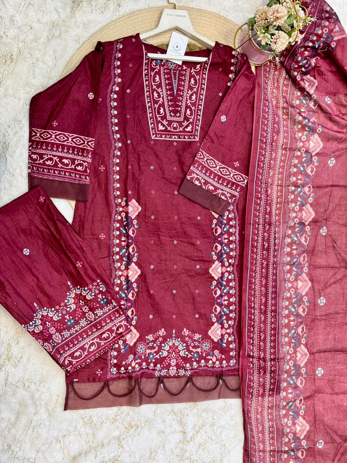 Royal Maroon Embroidered Ensemble 1813