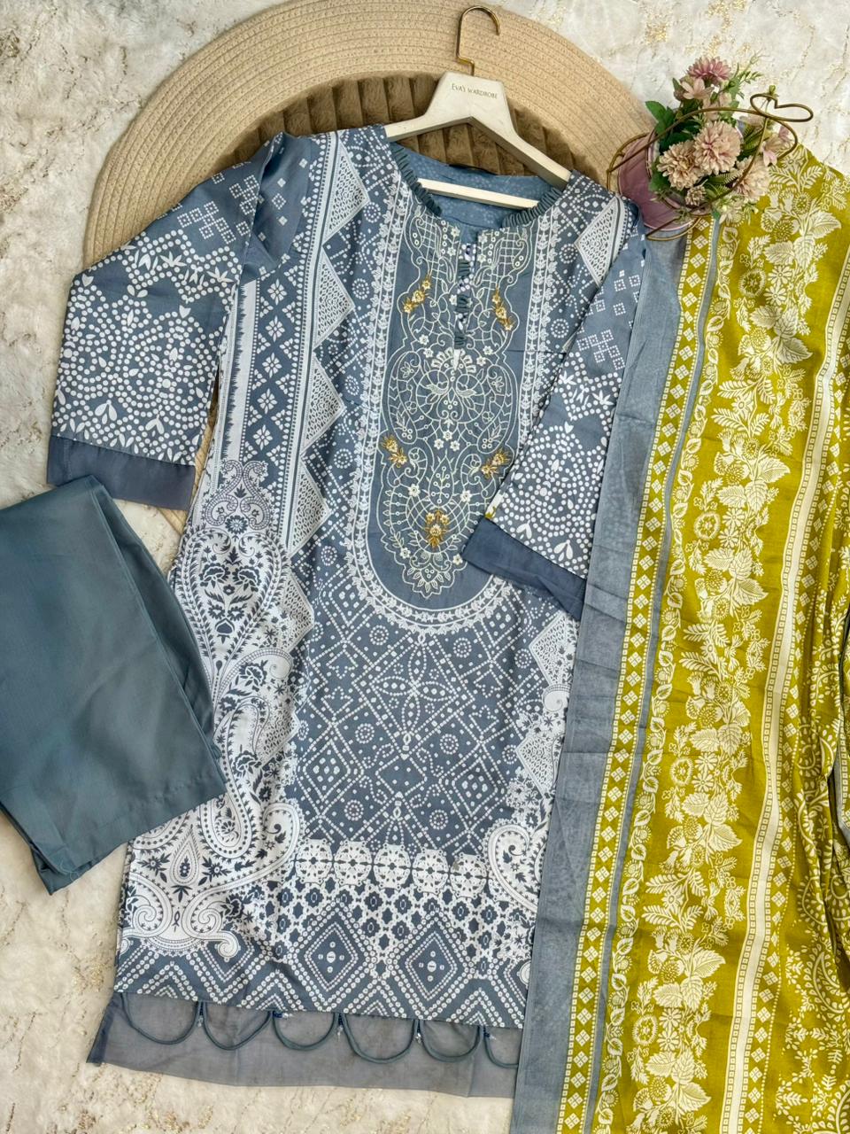 Slate Olive Cotton Ensemble 1843