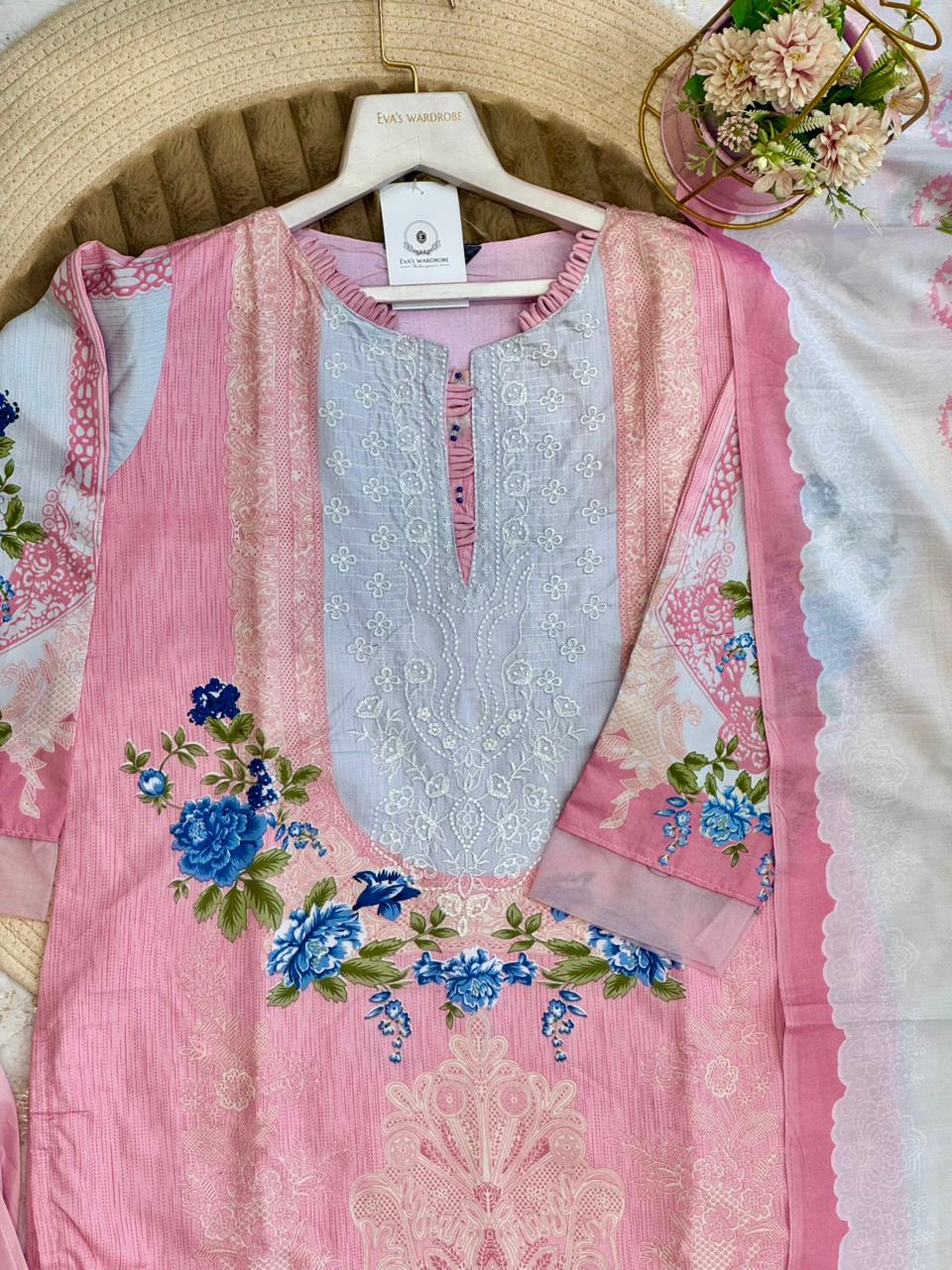 Rose Azure Cotton Ensemble 1846