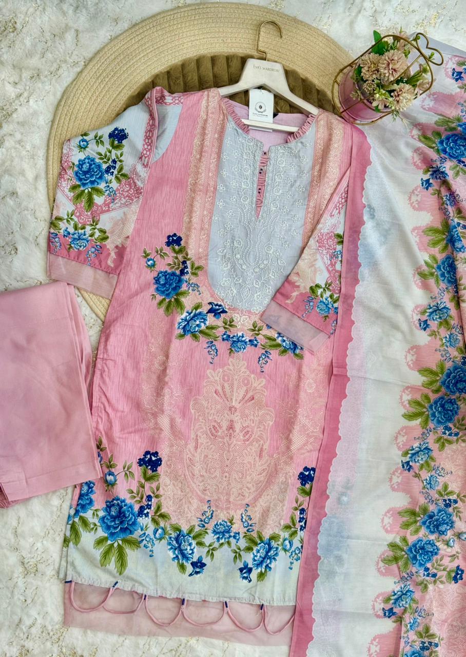 Rose Azure Cotton Ensemble 1846