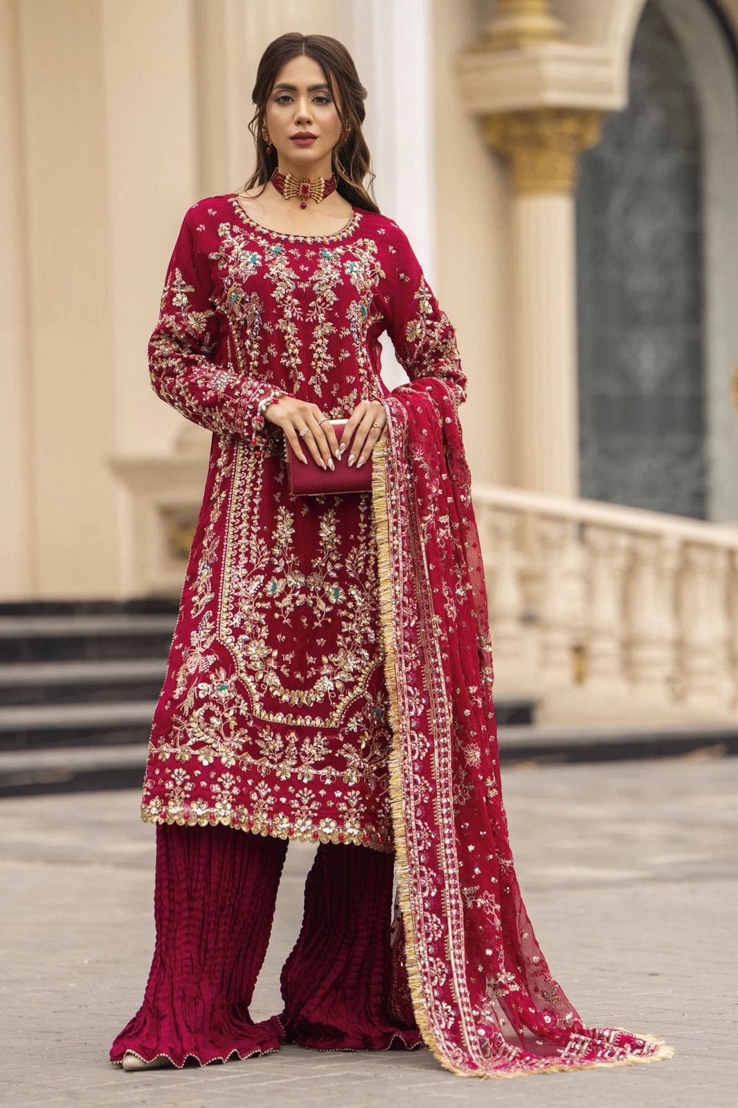 Regal Heritage Heavy Embroidered Chiffon Festive Ensemble 1313