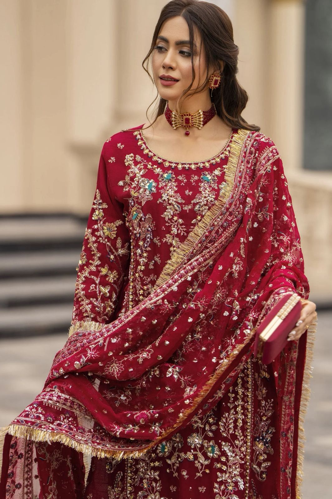 Regal Heritage Heavy Embroidered Chiffon Festive Ensemble 1313