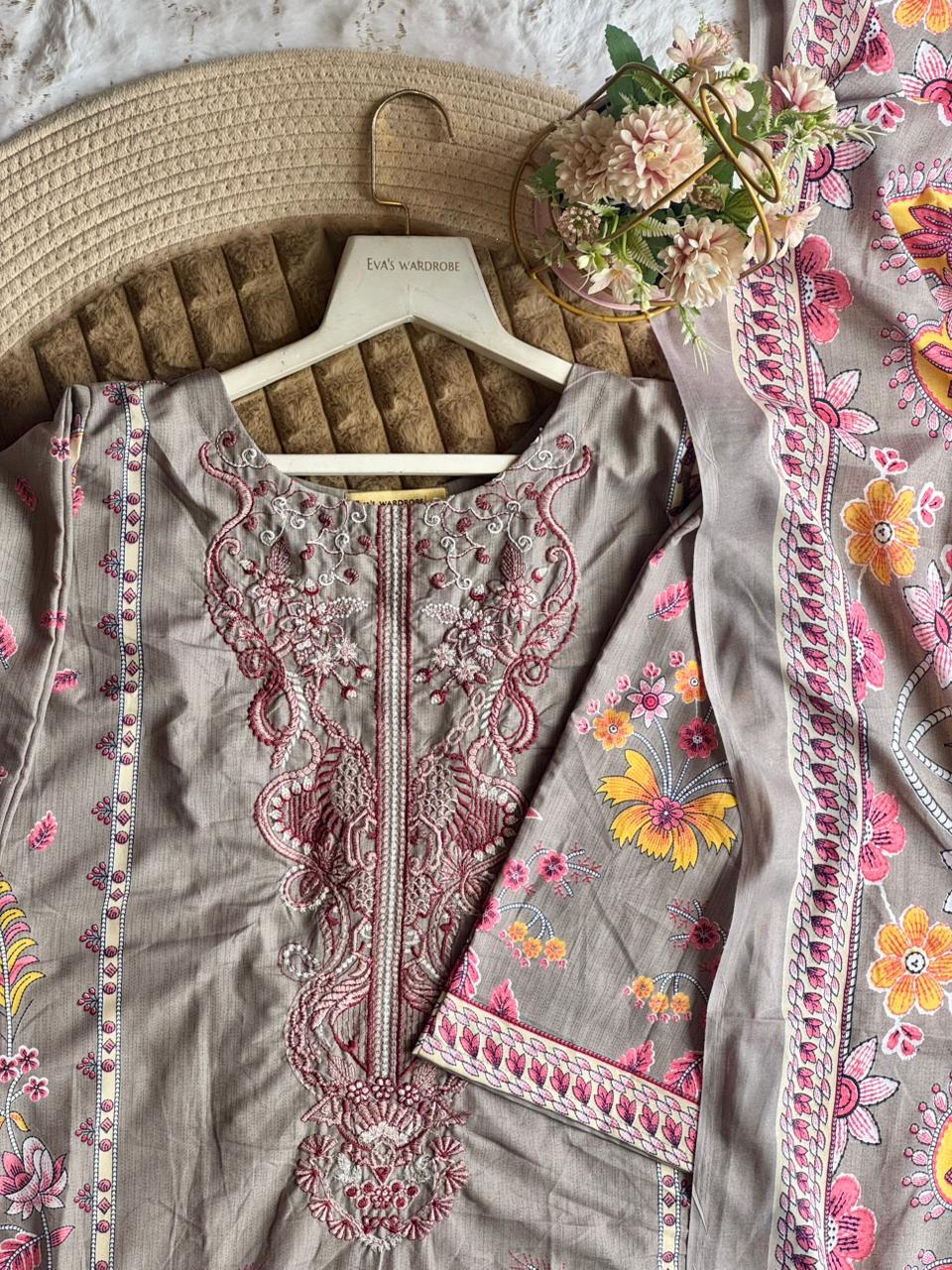 Taupe Marigold Cotton Ensemble 1358